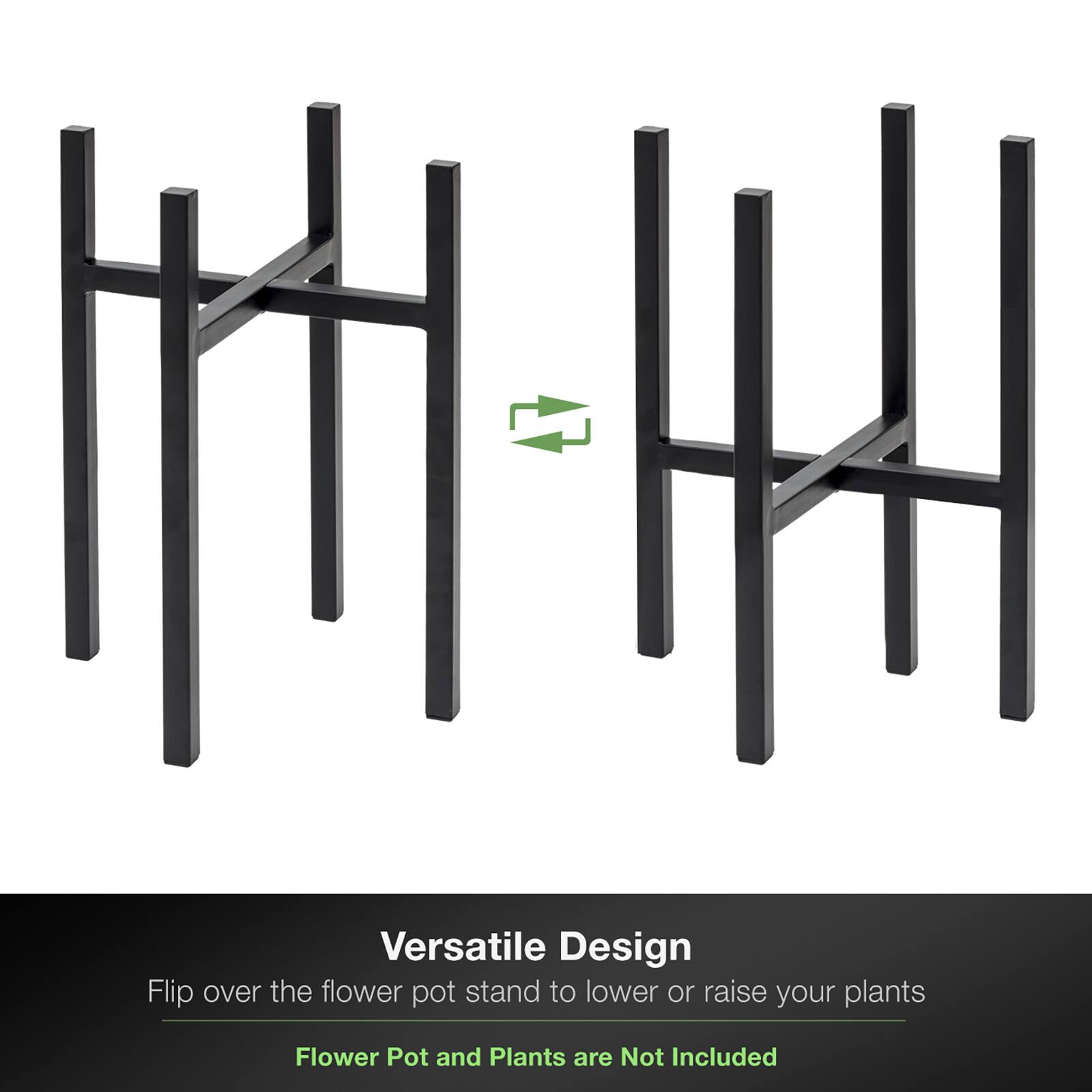 Sorbus 10" Black Mid Century Style Plant Stand