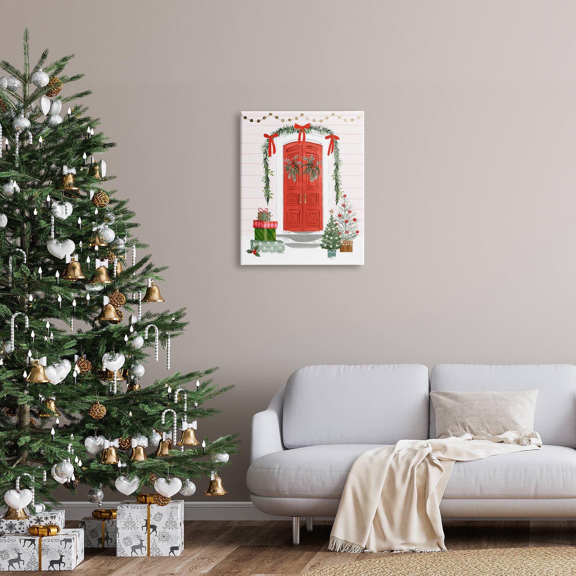 Stupell Industries Red Jolly Christmas Doorway Canvas Wall Art