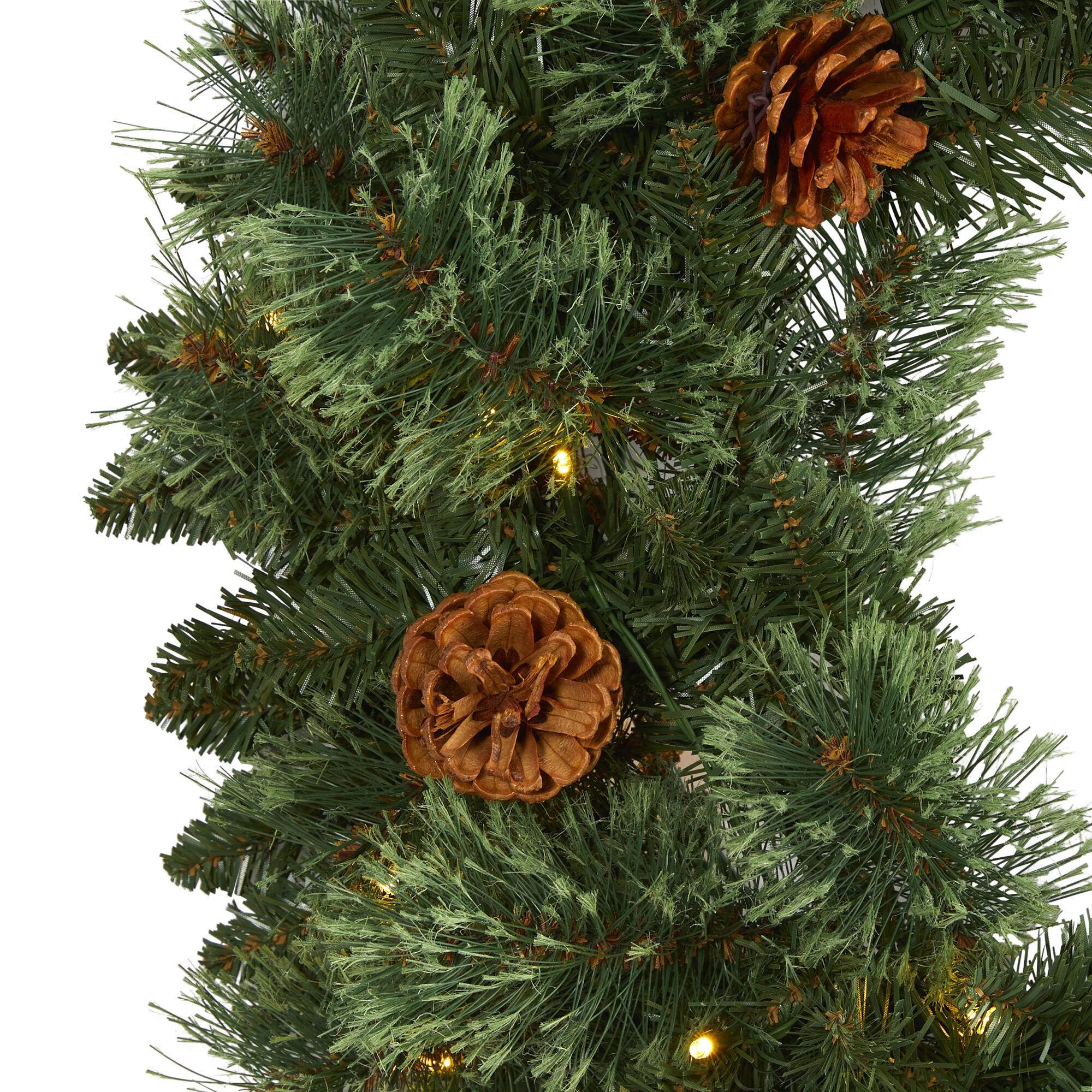 24" LED White Mountain Pine Artificial Christmas Wreath