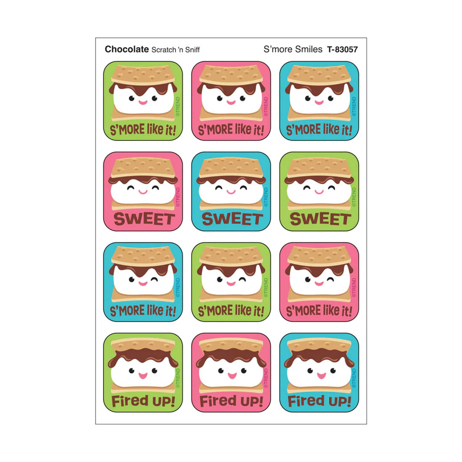 TREND Enterprises® S'more Smiles, Chocolate Scent Scratch 'n Sniff Stinky Stickers®, 6 Packs of 48
