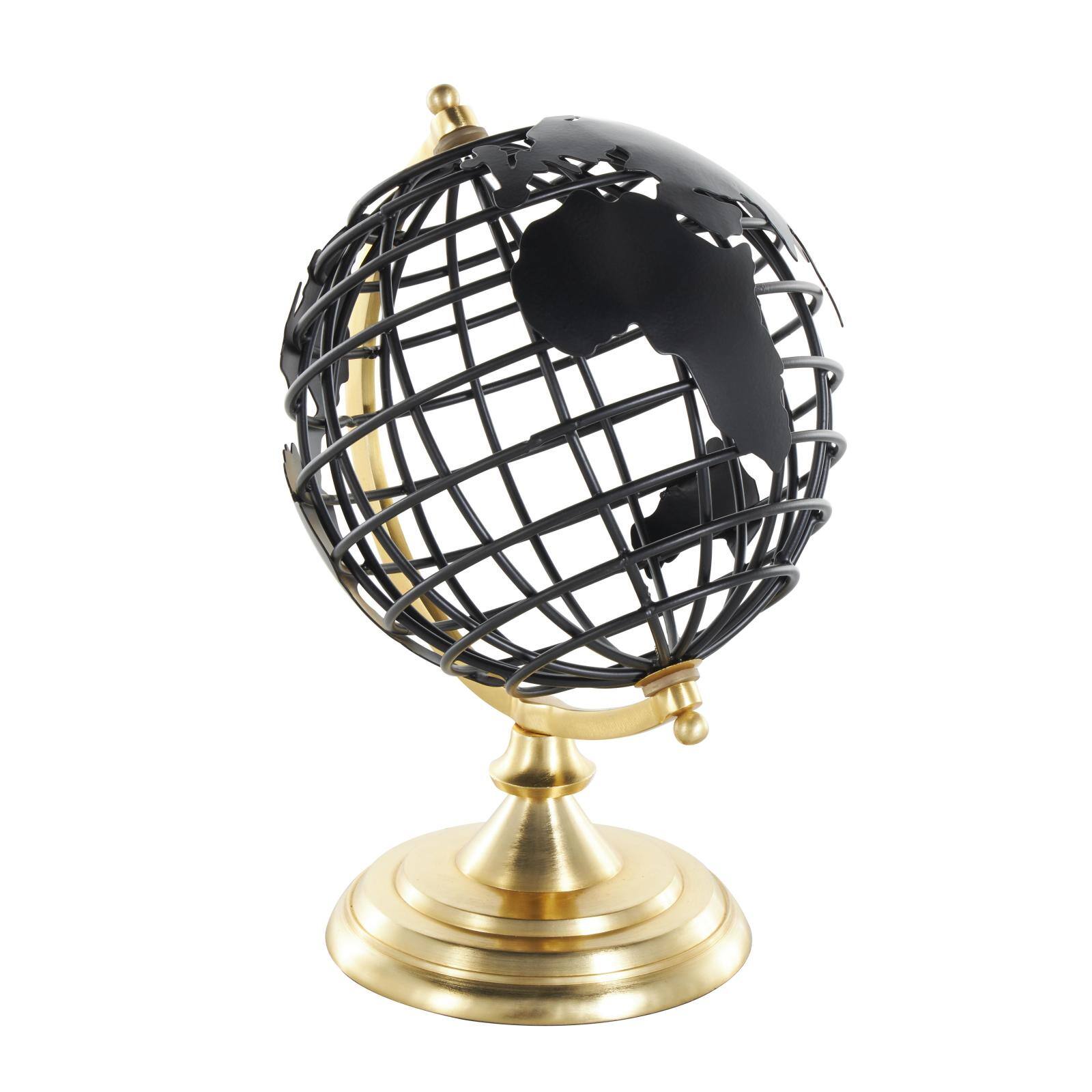 Black Aluminum Metal Open Framed World Educational & Geographic Earth Globe with Wire Exterior & Gold Base