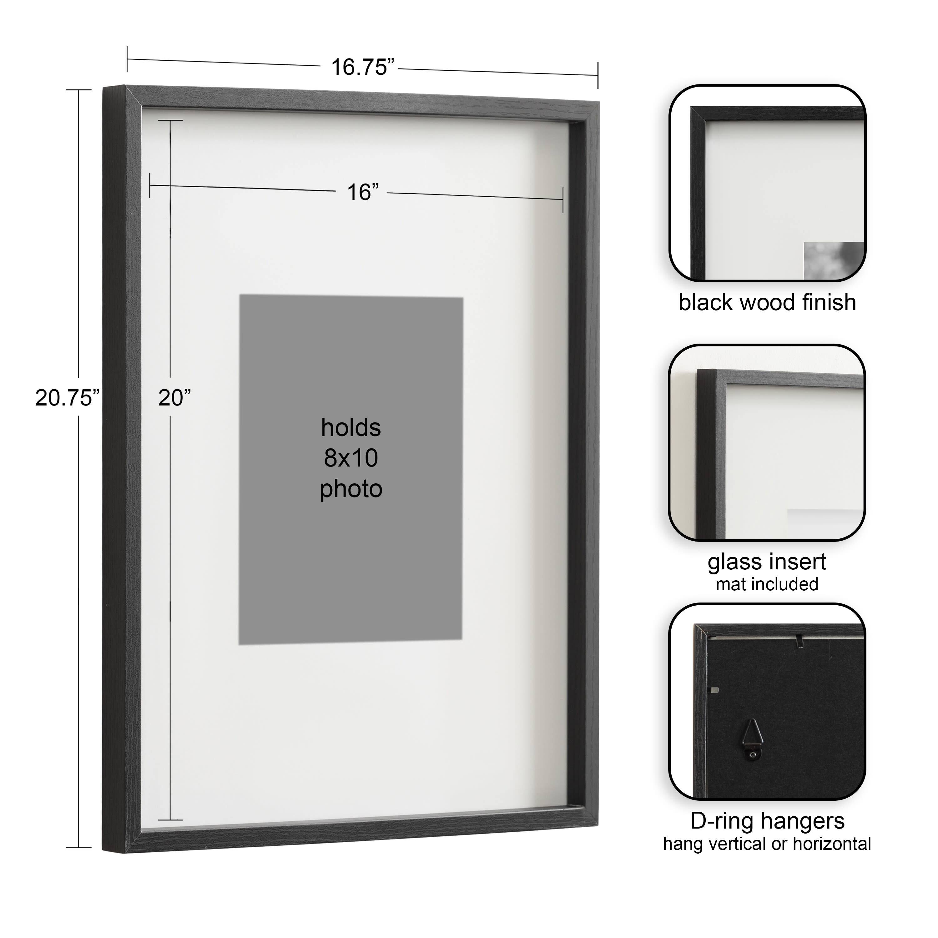 Kate and Laurel Gibson 16" x 20" Photo Frames 8" x 10" with Mat, 3ct.