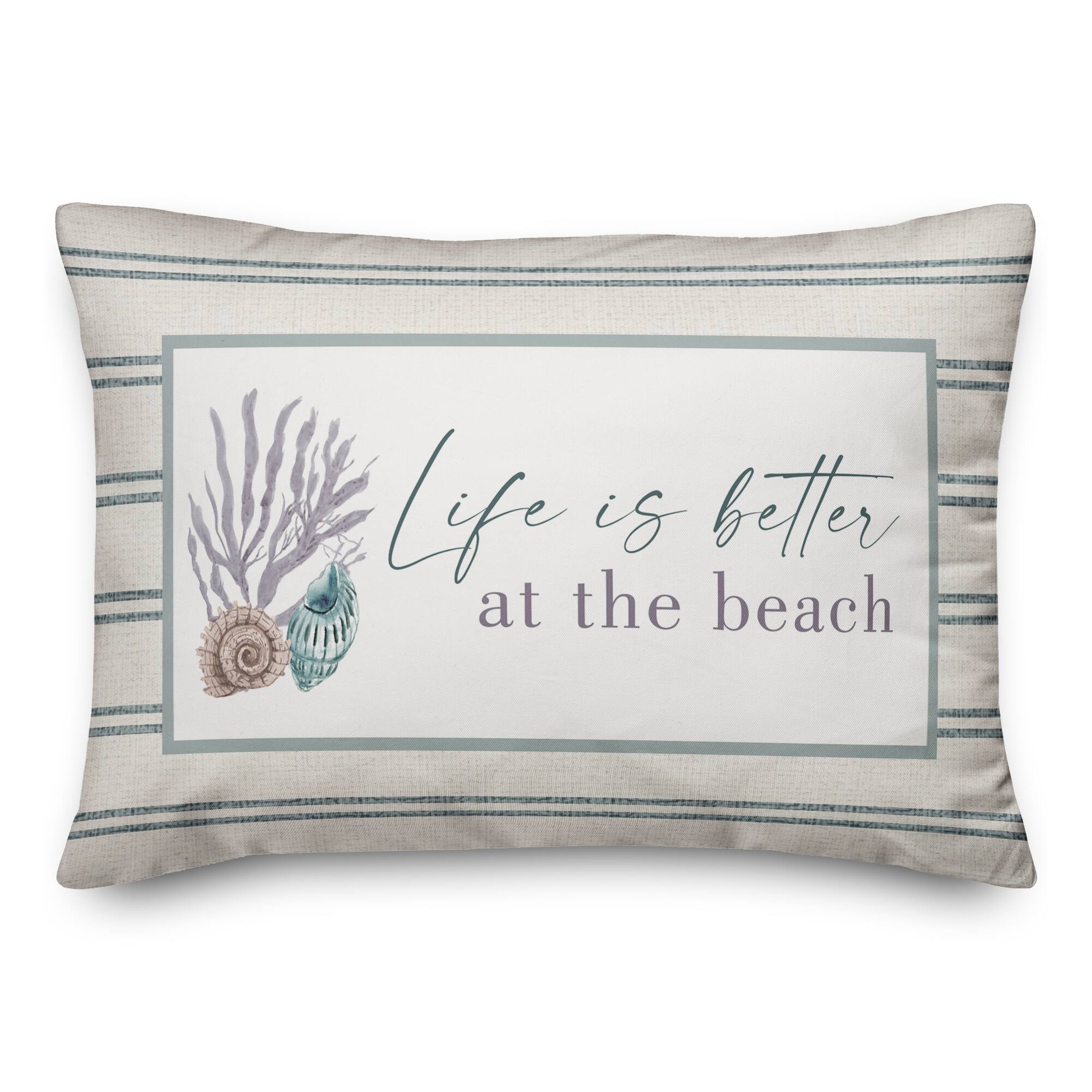 Life Is Better At The Beach Snail & Shell Throw Pillow