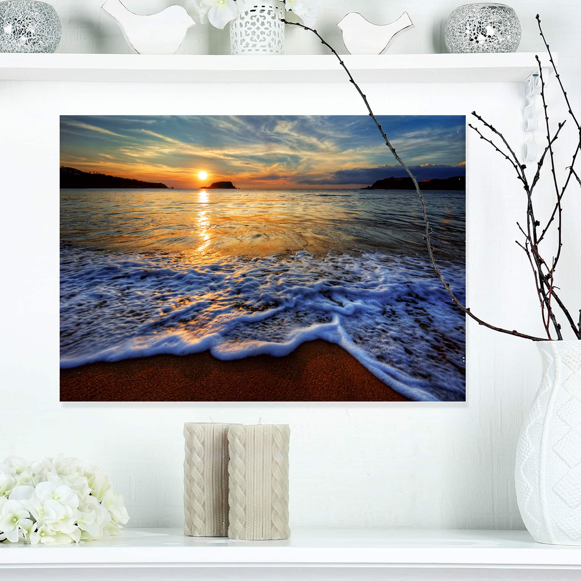 Designart - Peaceful Sandy Beach with Waves - Extra Large Canvas Art Print