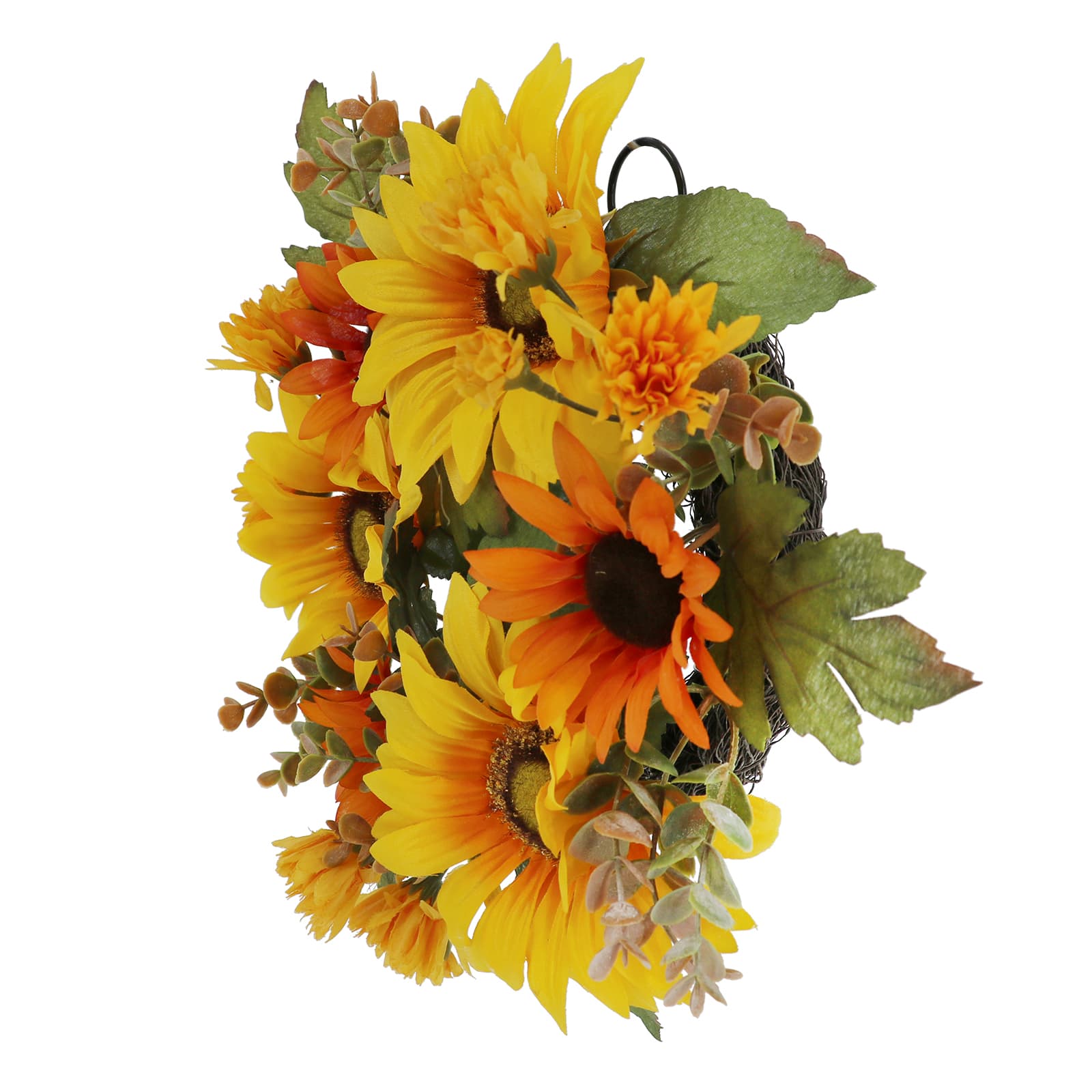 12" Yellow & Orange Sunflower Mix Mini Wreath by Ashland®