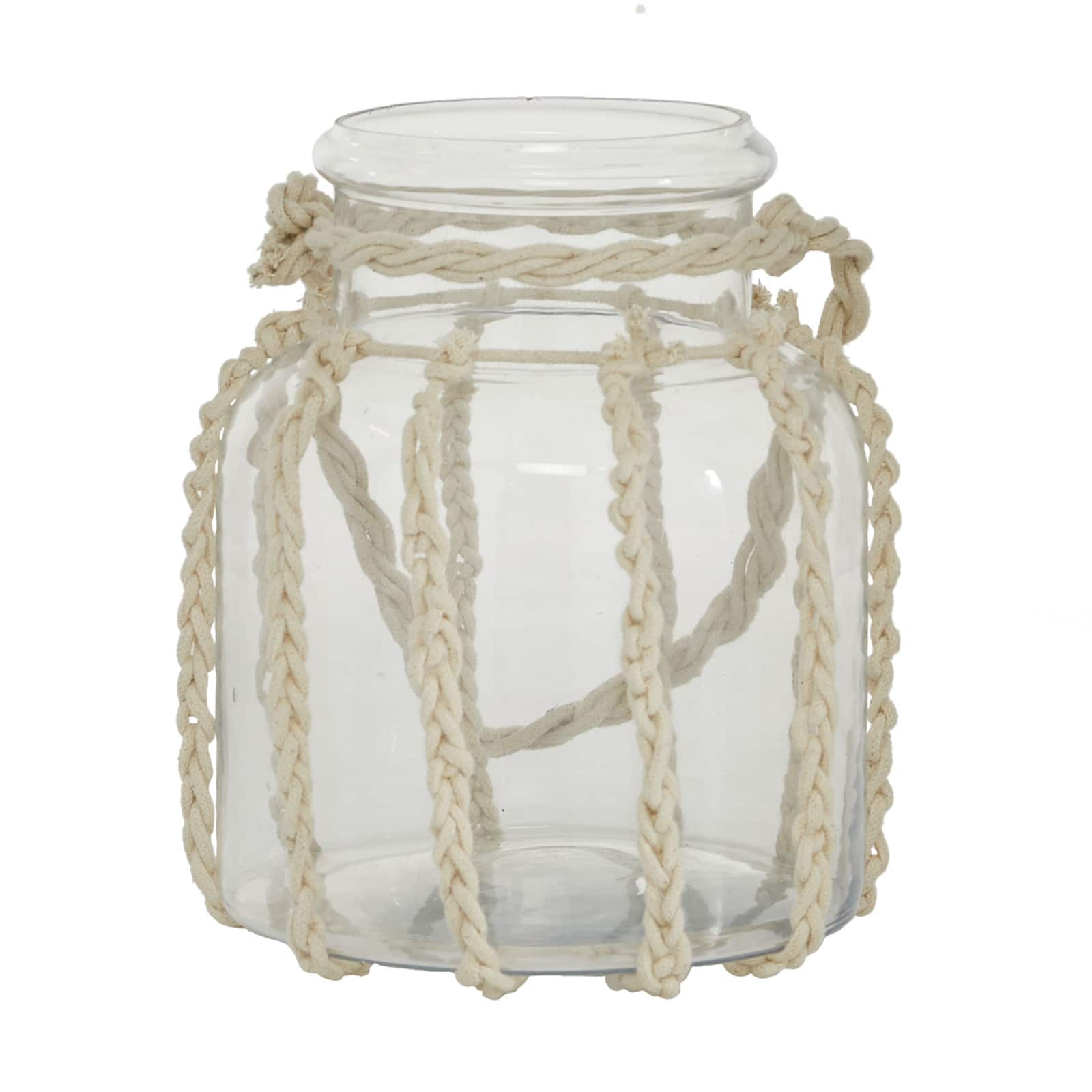 White Glass Coastal Lantern, 8" x 8" x 7"