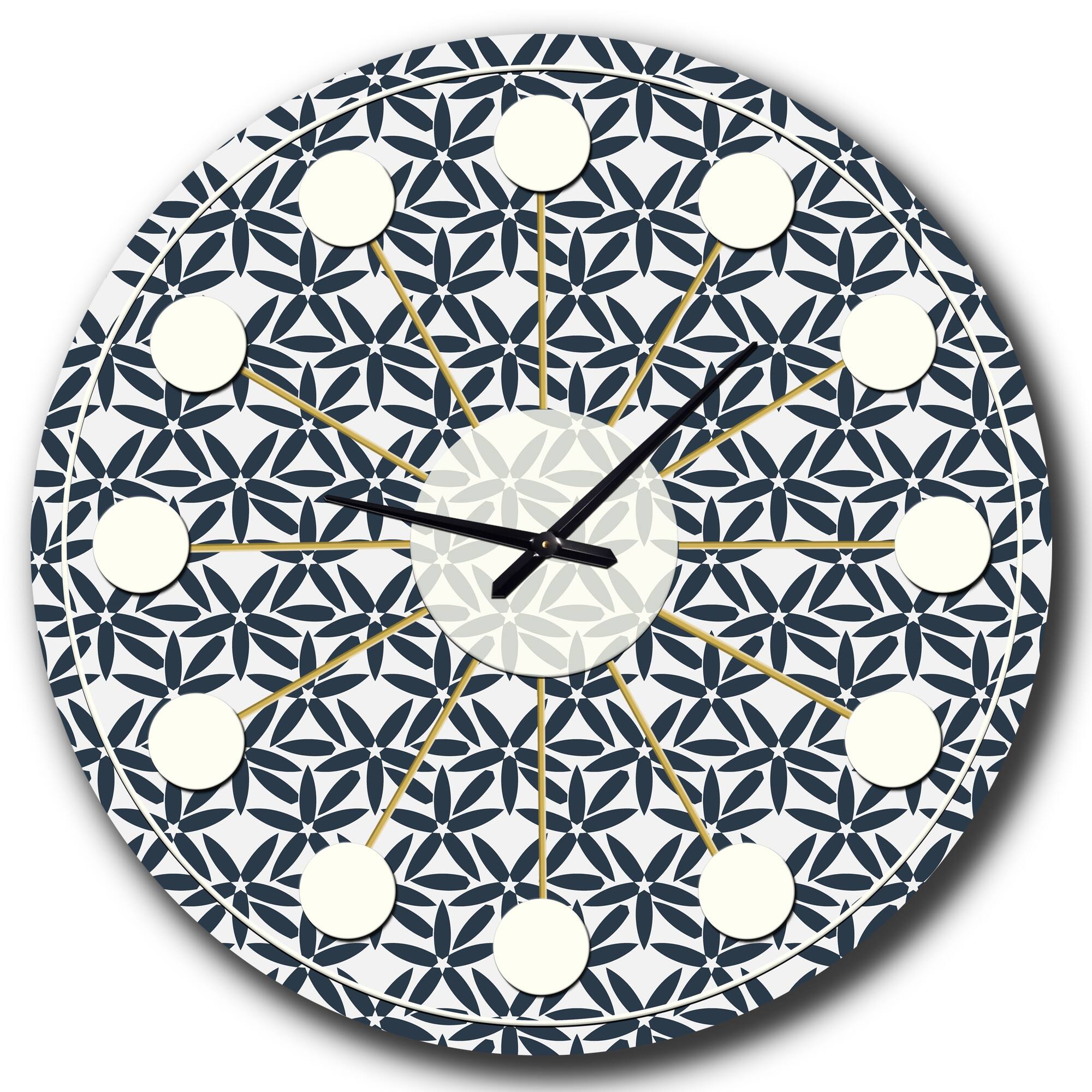 Designart 'Retro Abstract Flower Design Iv Mid-Century Modern Wall Clock