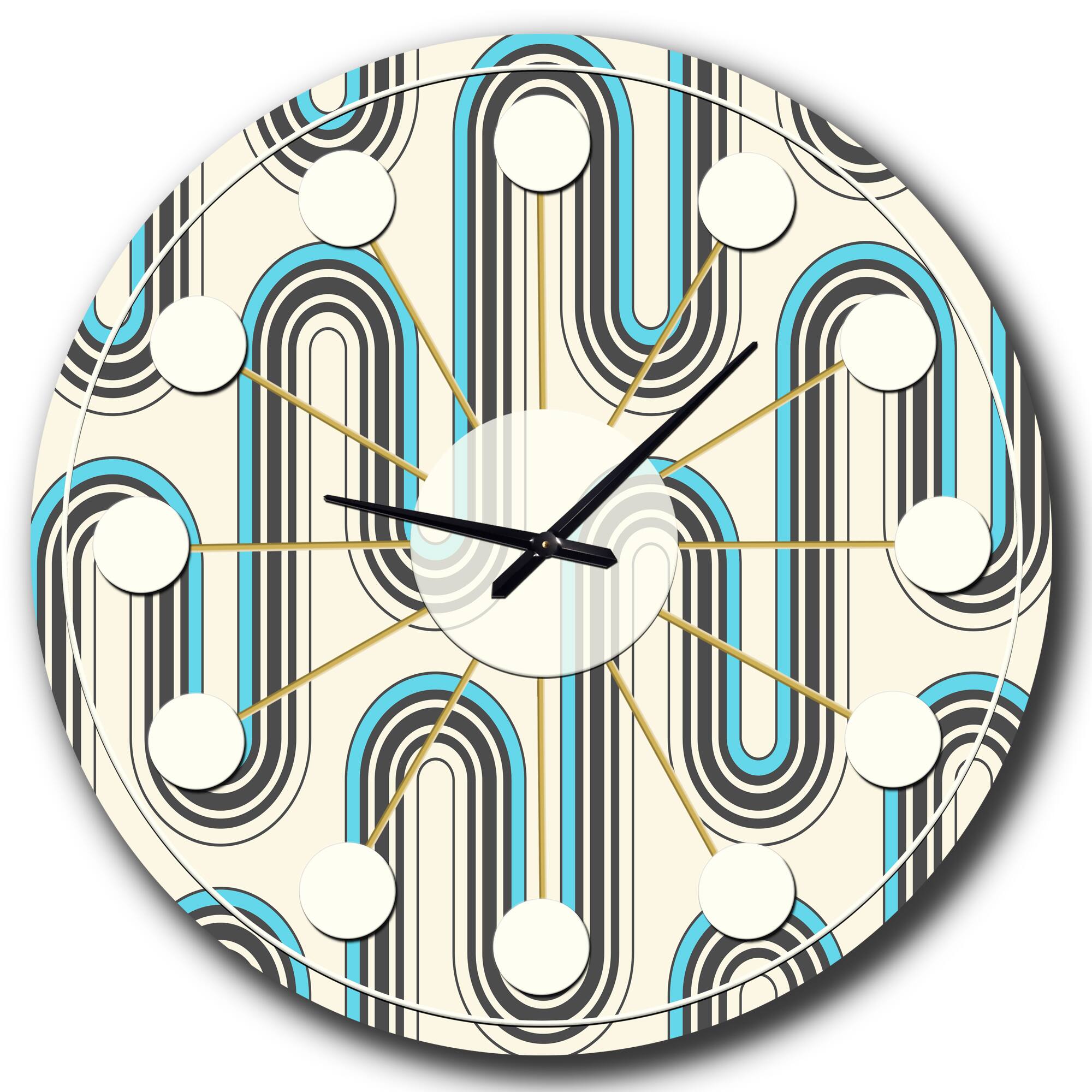 Designart 'Retro Geometrical Abstract Minimal Pattern Iv Mid-Century Modern Wall Clock