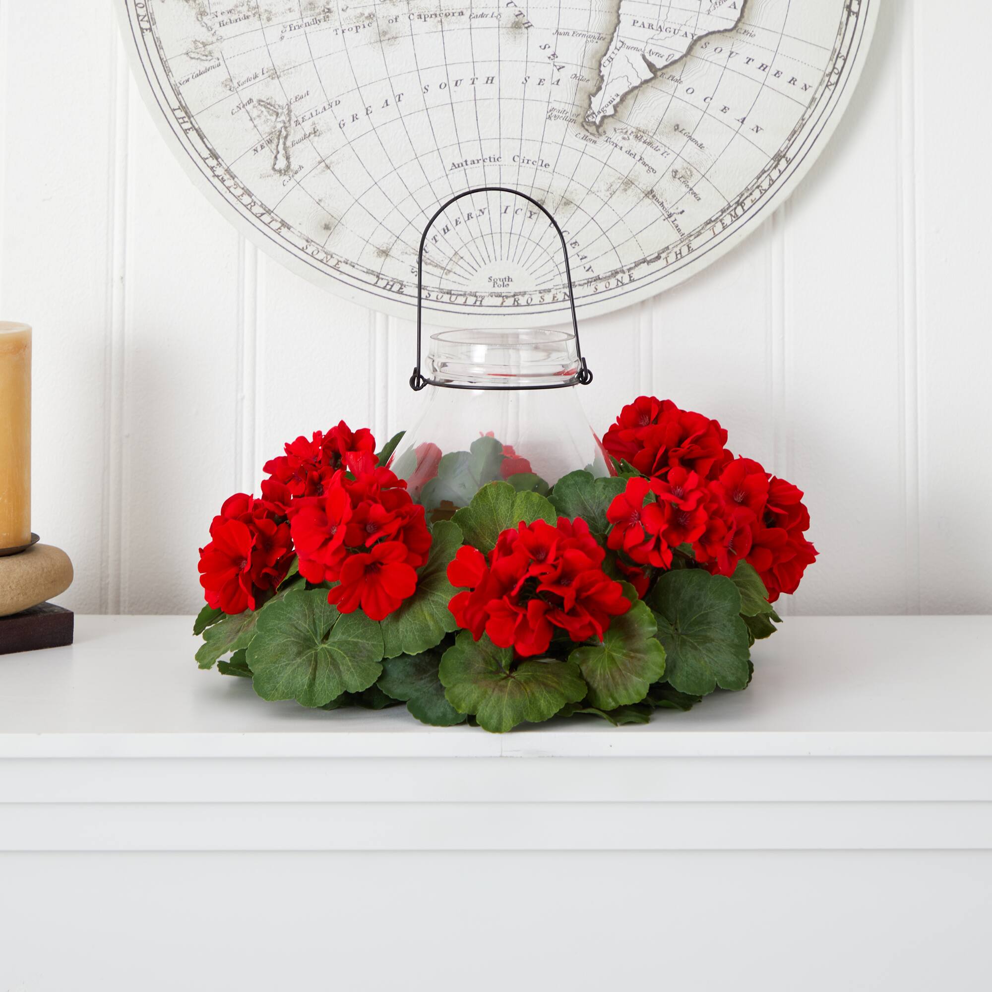 16" Artificial Geranium Candelabrum