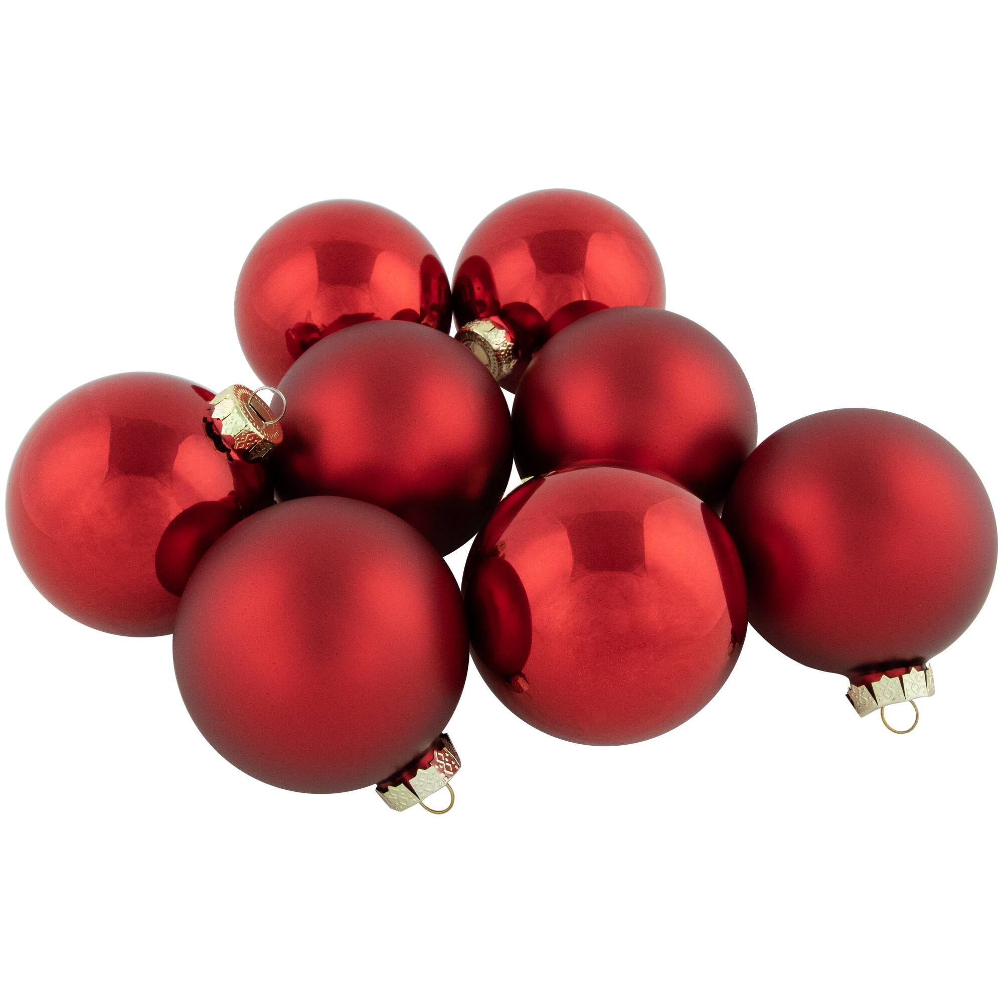 96ct. Shiny & Matte Red Glass Ball Ornaments
