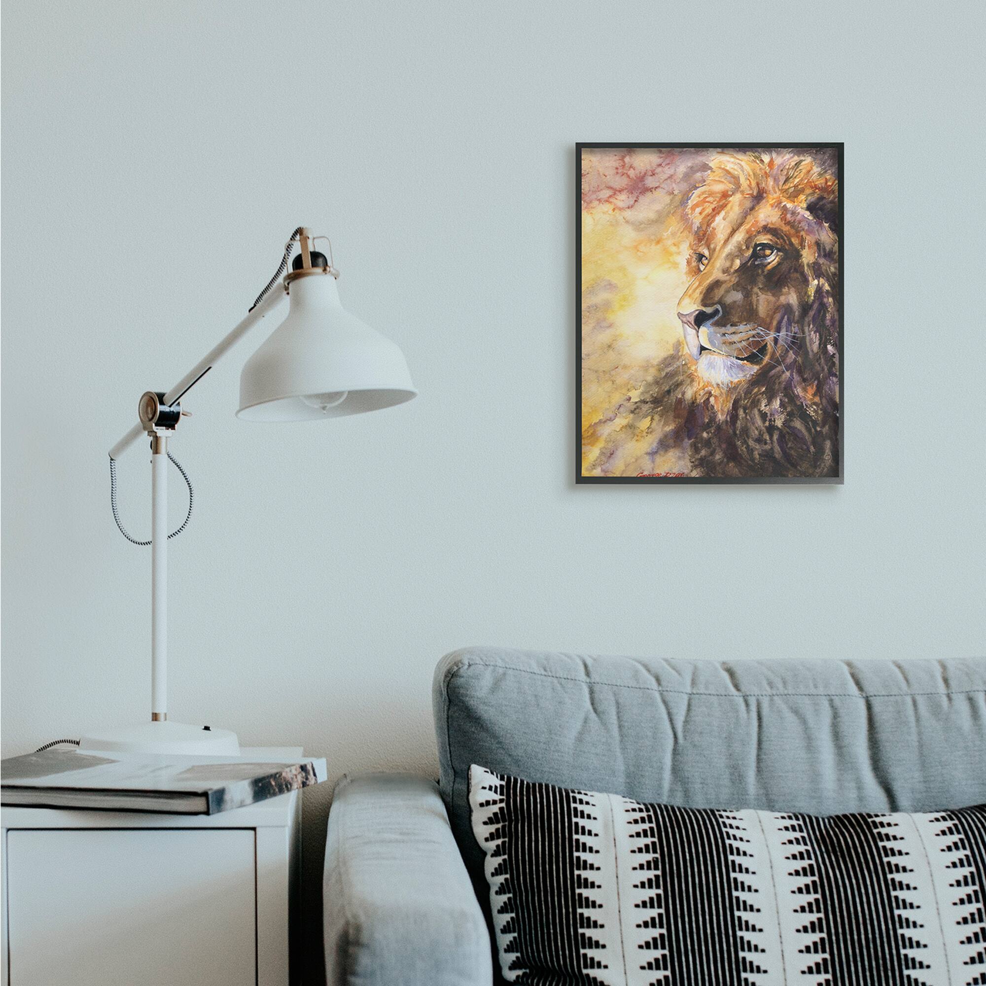 Stupell Industries Regal Lion Mane Safari Animal King Portrait in Frame Wall Art