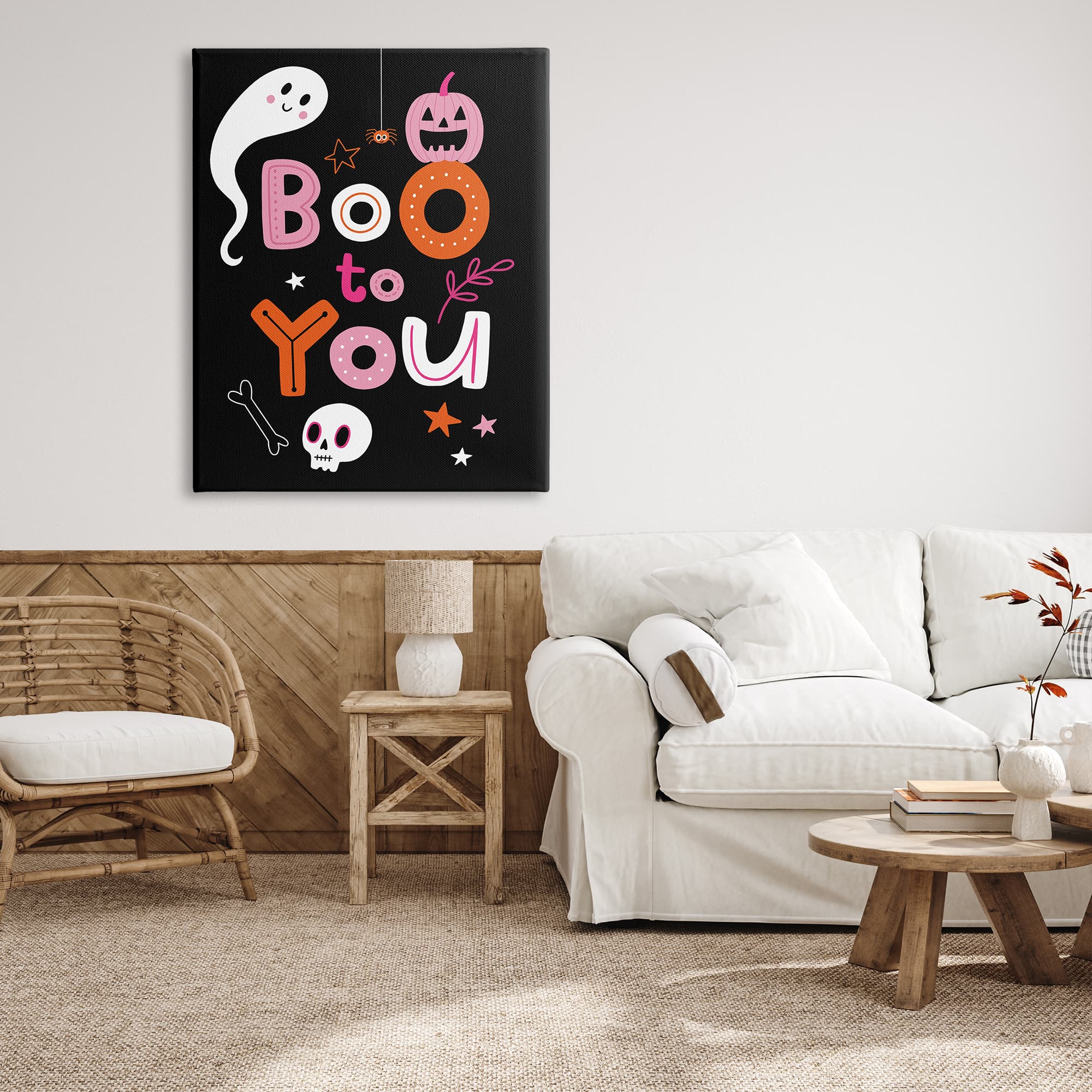 Stupell Industries Boo To You Smiling Halloween Elements Canvas Wall Art