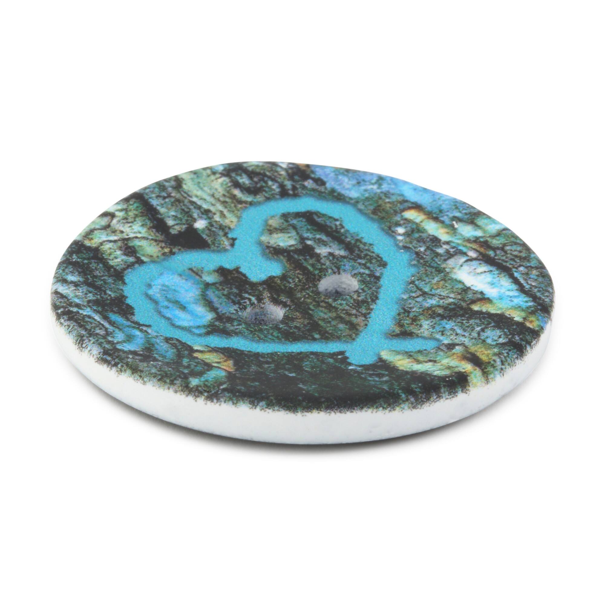 Dritz® 30mm Dark Turquoise Sustainable Coconut Round Heart Button, 3ct.