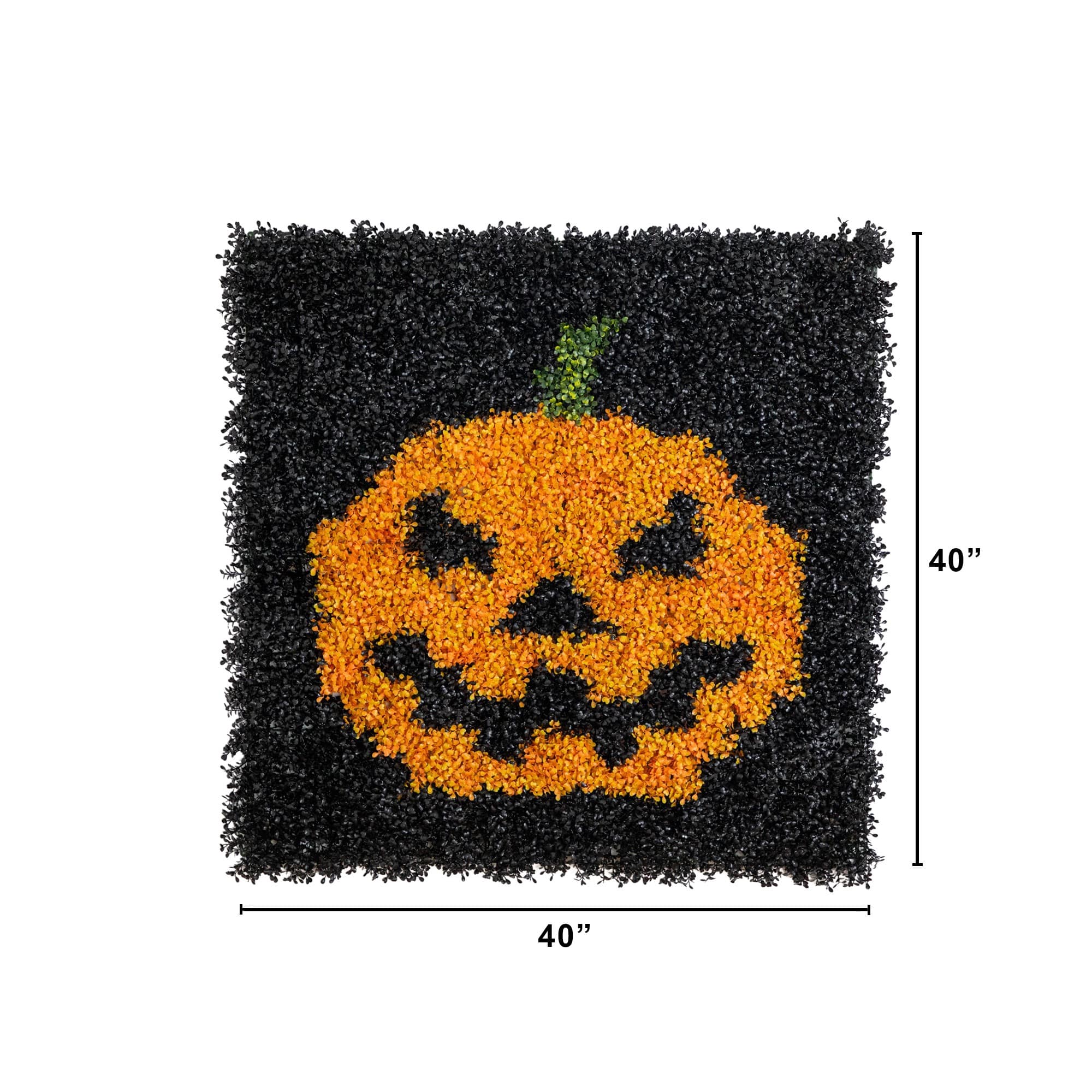 40" x 40" UV Resistant Artificial Halloween Boxwood Jack-o'-Lantern Wall Décor Mat
