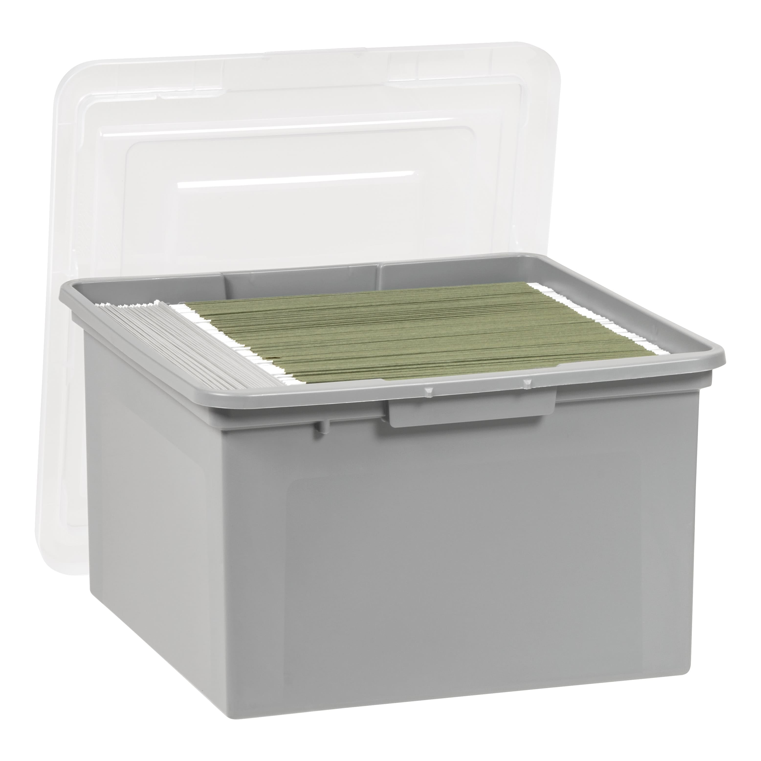 IRIS Gray Snap Tight Plastic Letter & Legal File Organizer Box, 3ct.