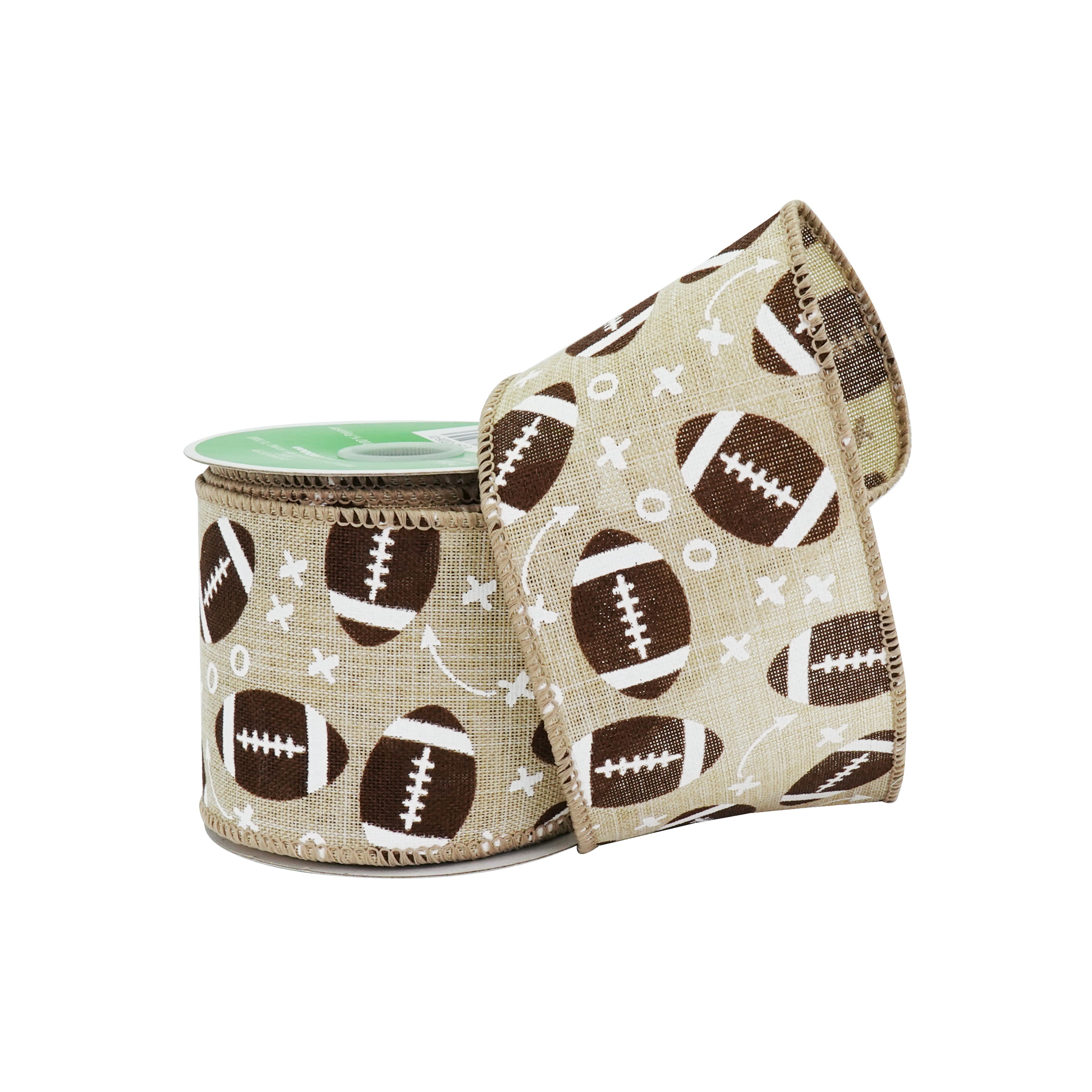 2.5" x 6.6yd. Football Game Wired Faux Linen Ribbon by Celebrate It®