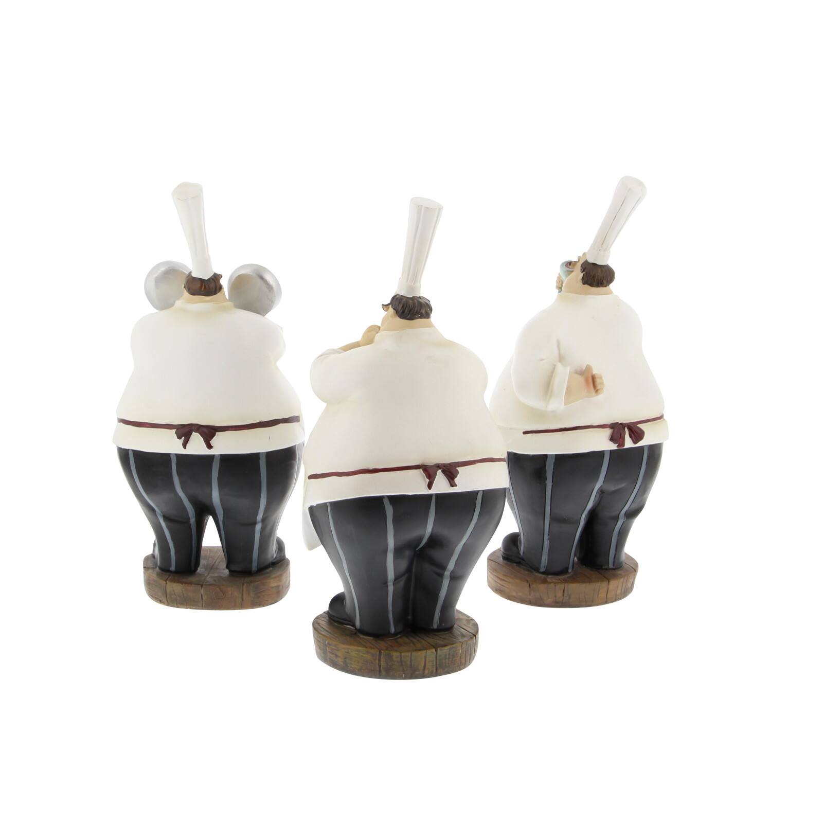 10" White Polystone Traditional Chef Sculpture, 3ct.