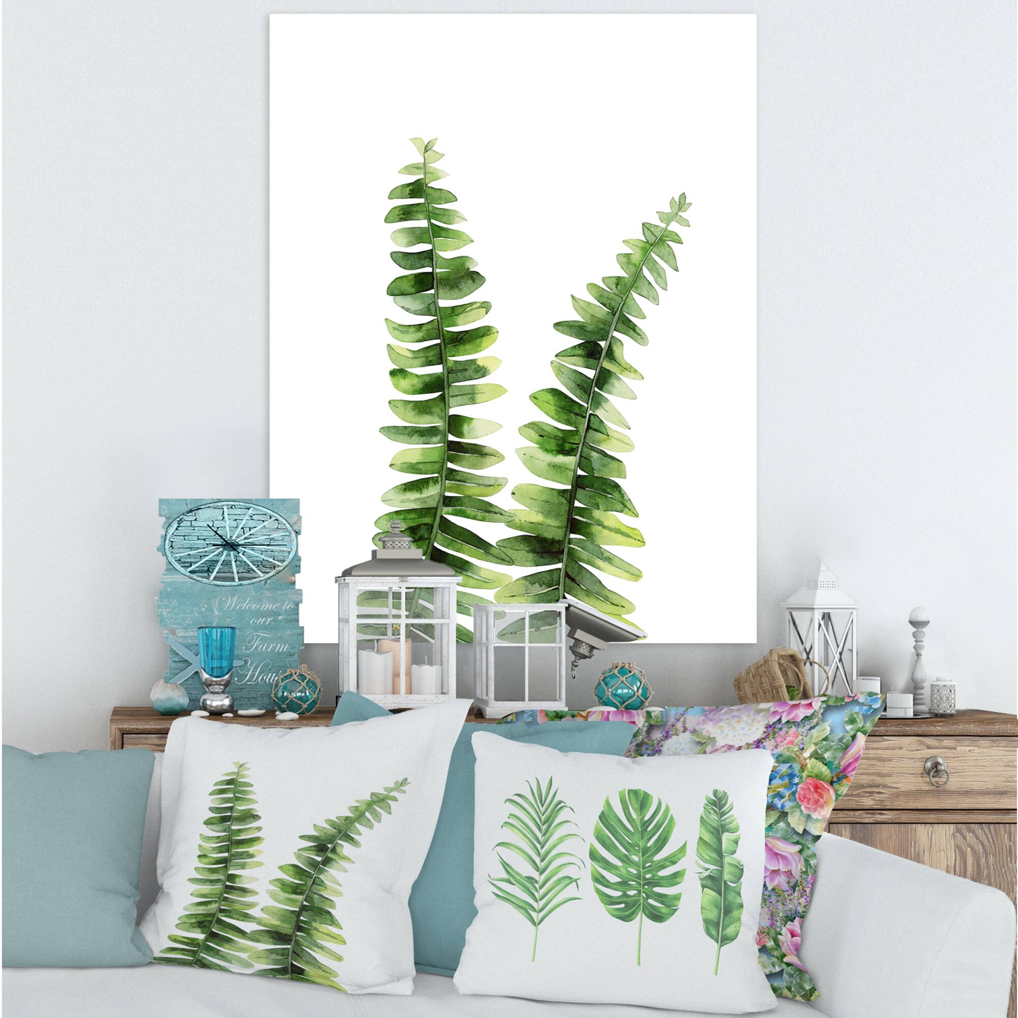 Designart - Fern Plant In Greenbotanical Detail
