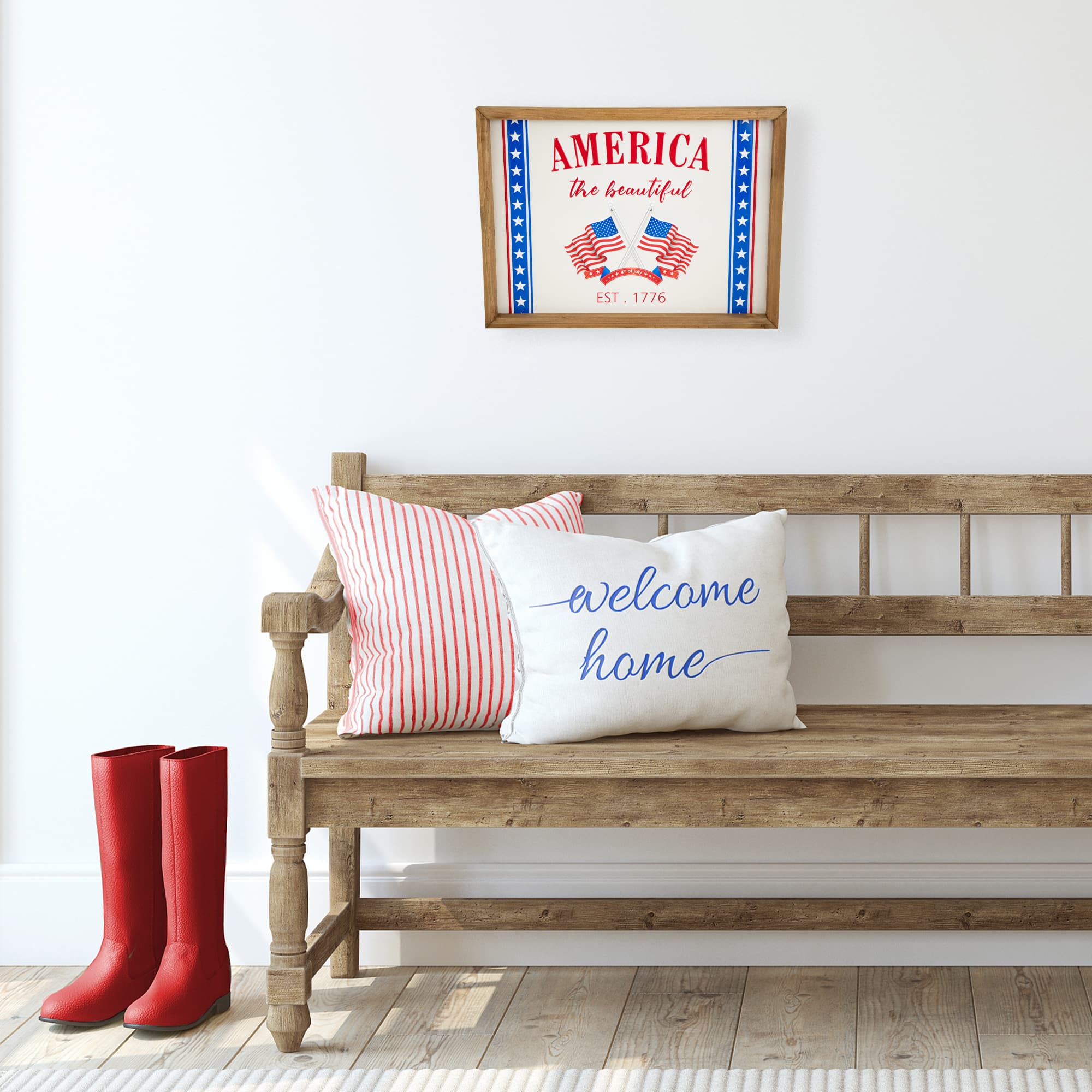15.75" America the Beautiful Patriotic Framed Wall Sign