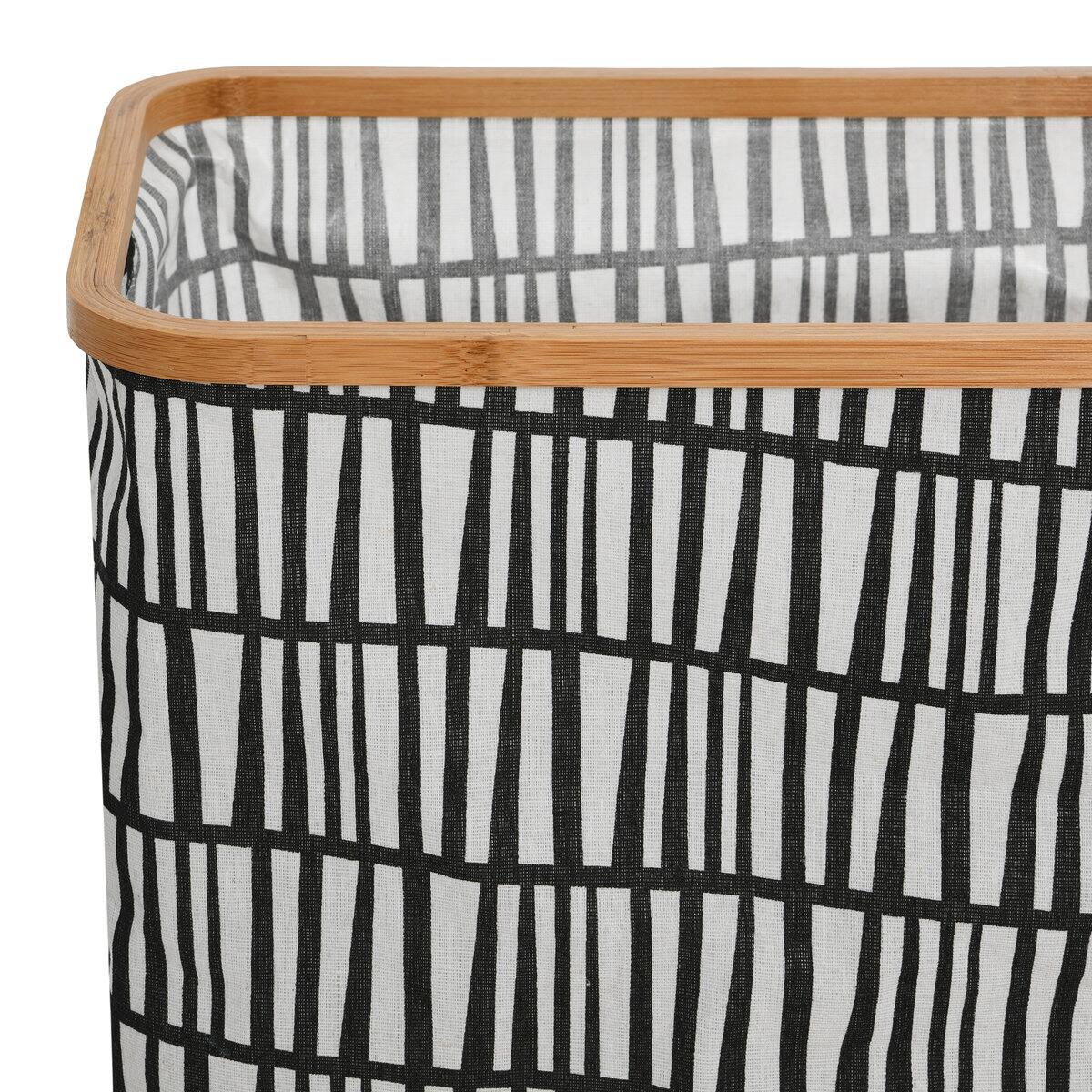 Household Essentials Krush Bamboo Rimmed Hamper (Rectangular, Black)