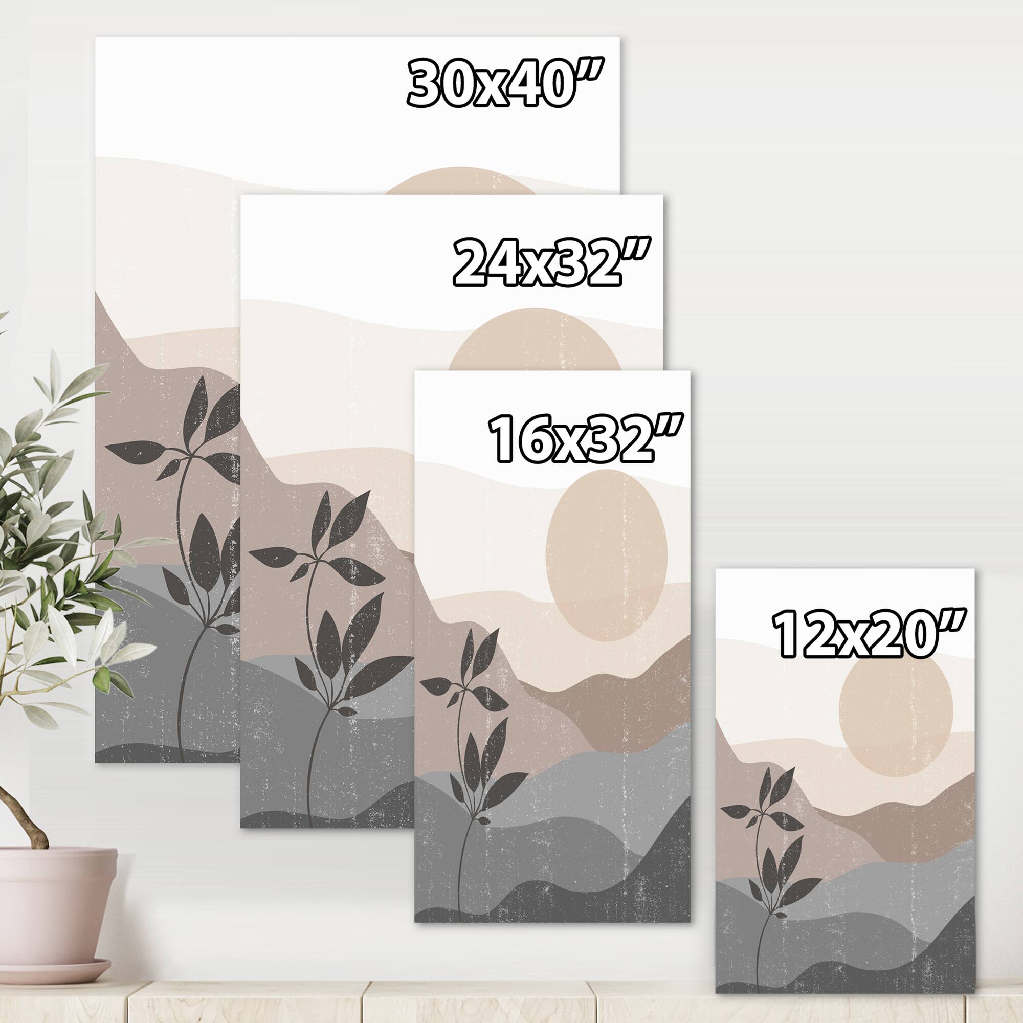 Designart - Minimalist Mountain Landscape At Sunset - Modern Canvas Wall Art Print