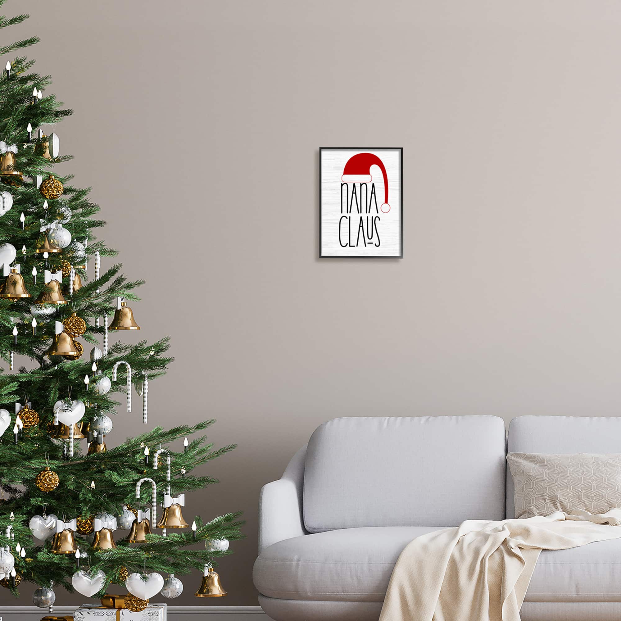 Stupell Industries Nana Claus Fun Santa Hat Phrase Framed Giclee Art