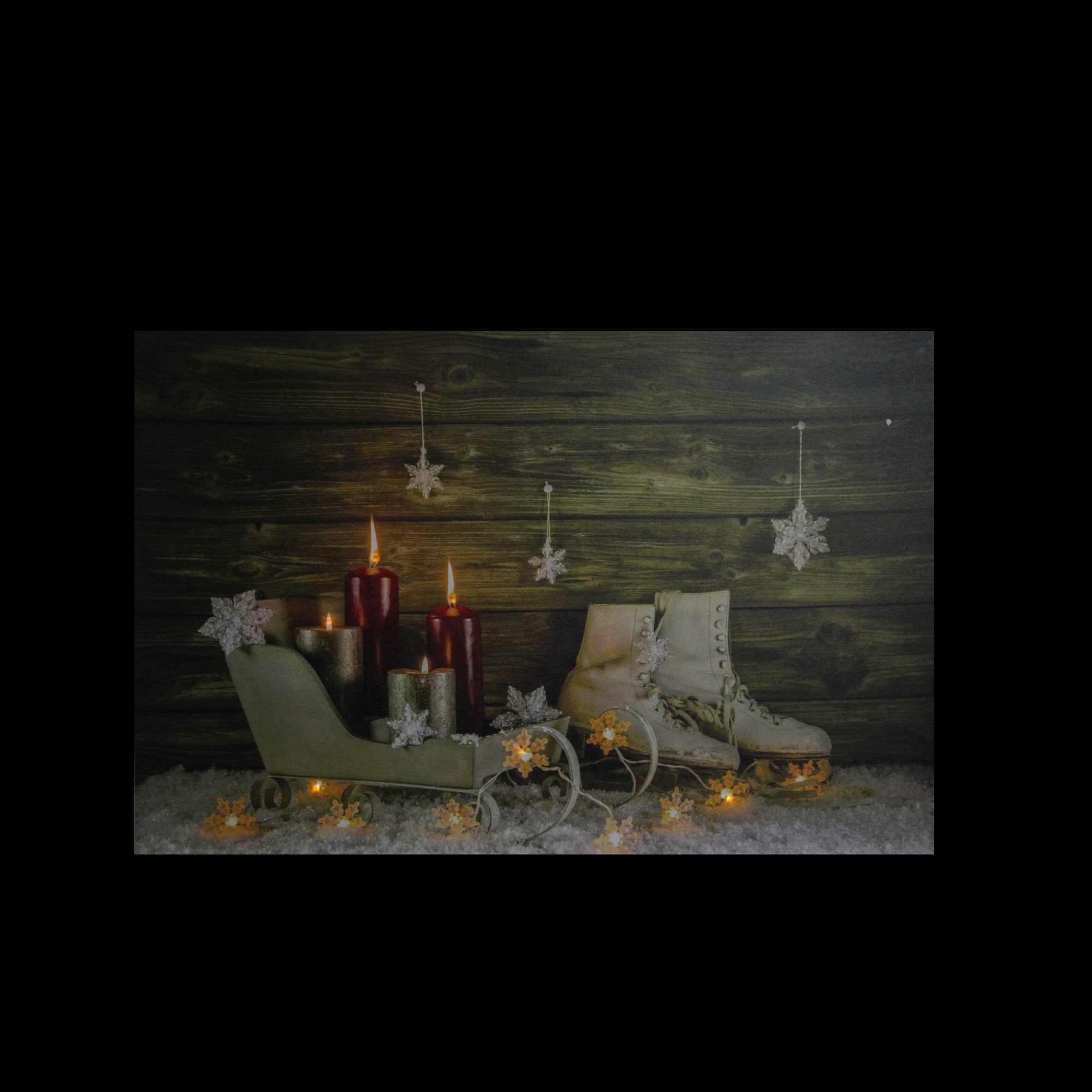 Christmas Ice Skates & Sleigh LED Lighted Canvas Wall Art