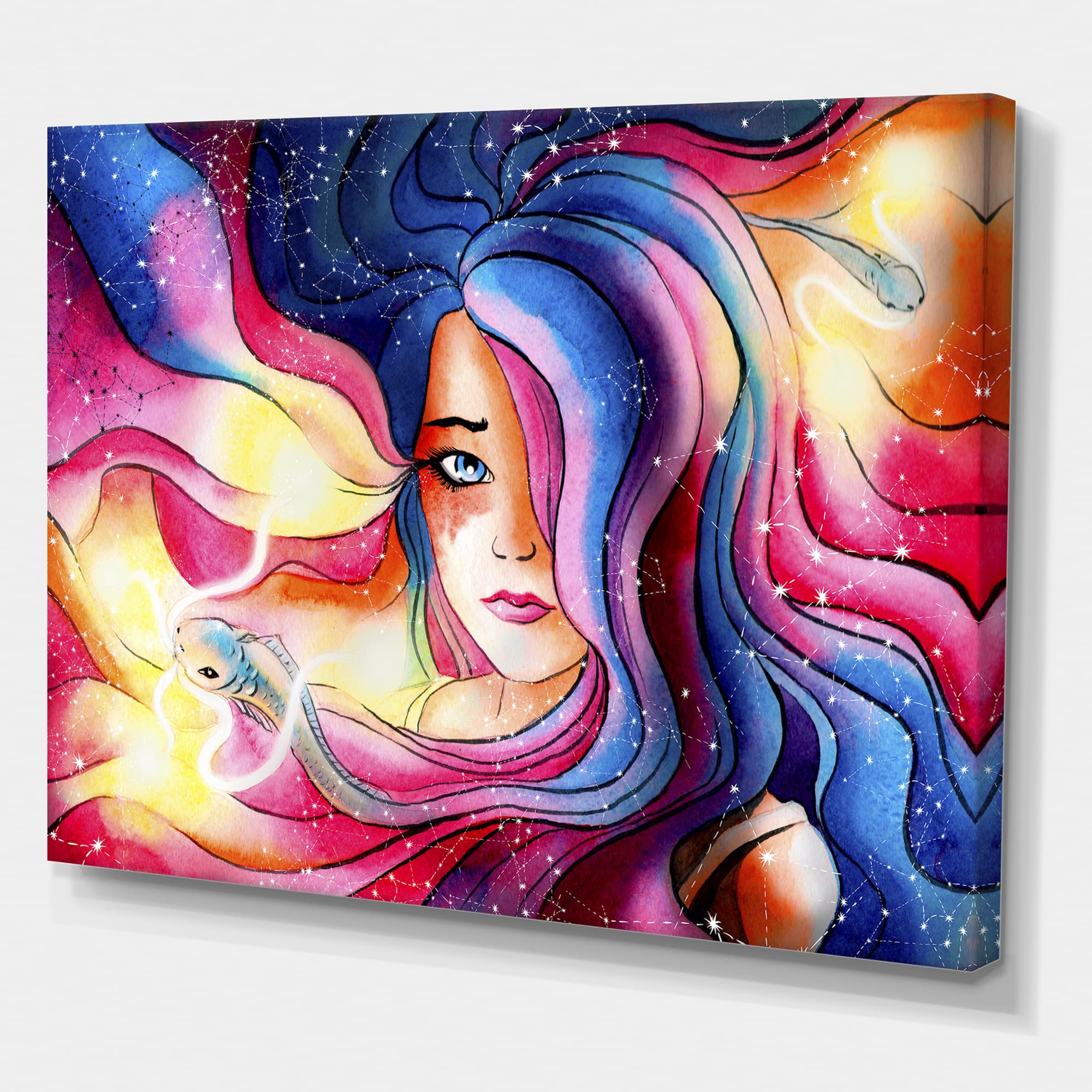 Designart - The Girl With The Glowing Hair - Modern Canvas Wall Art Print