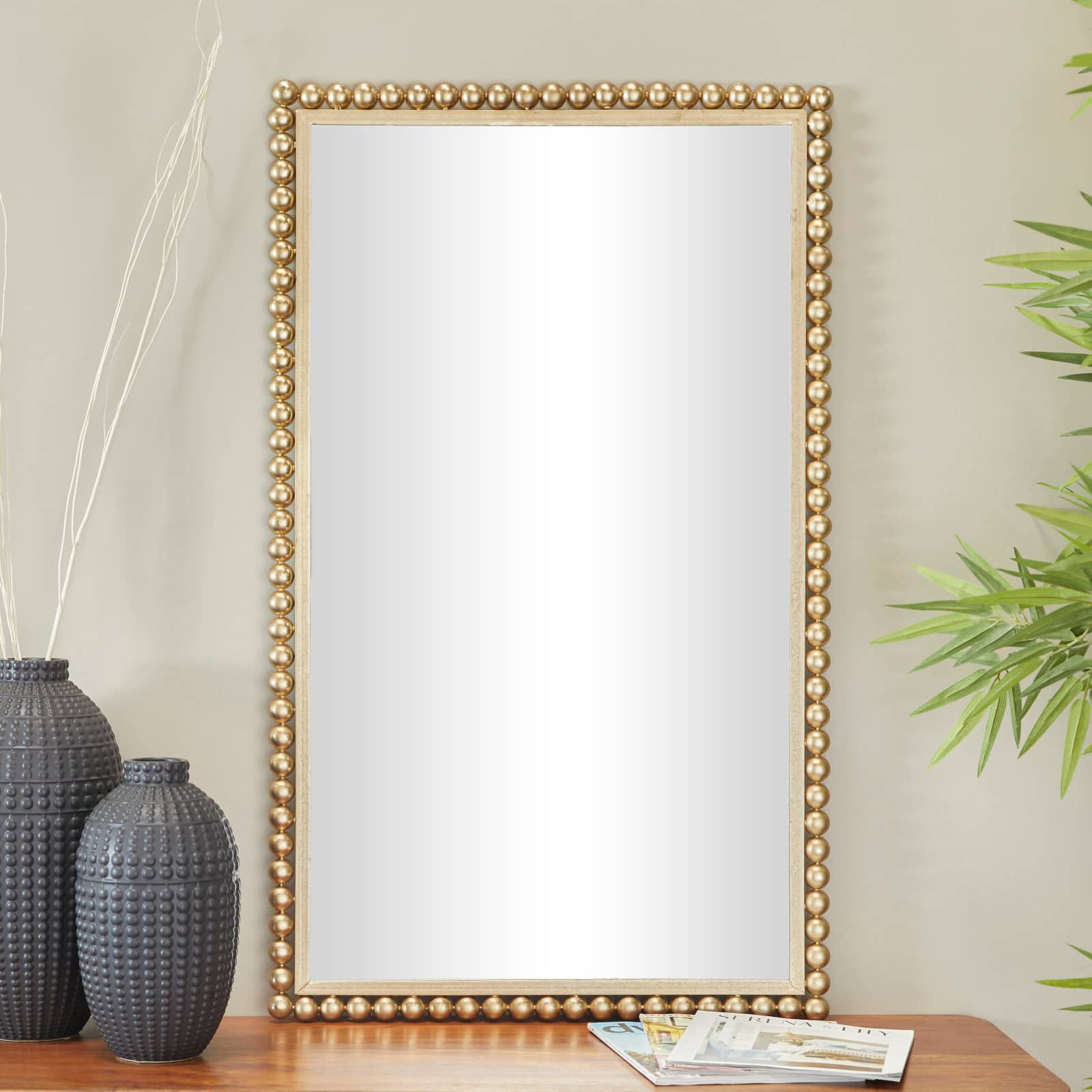 CosmoLiving by Cosmopolitan 40" Beaded Metal Wall Mirror
