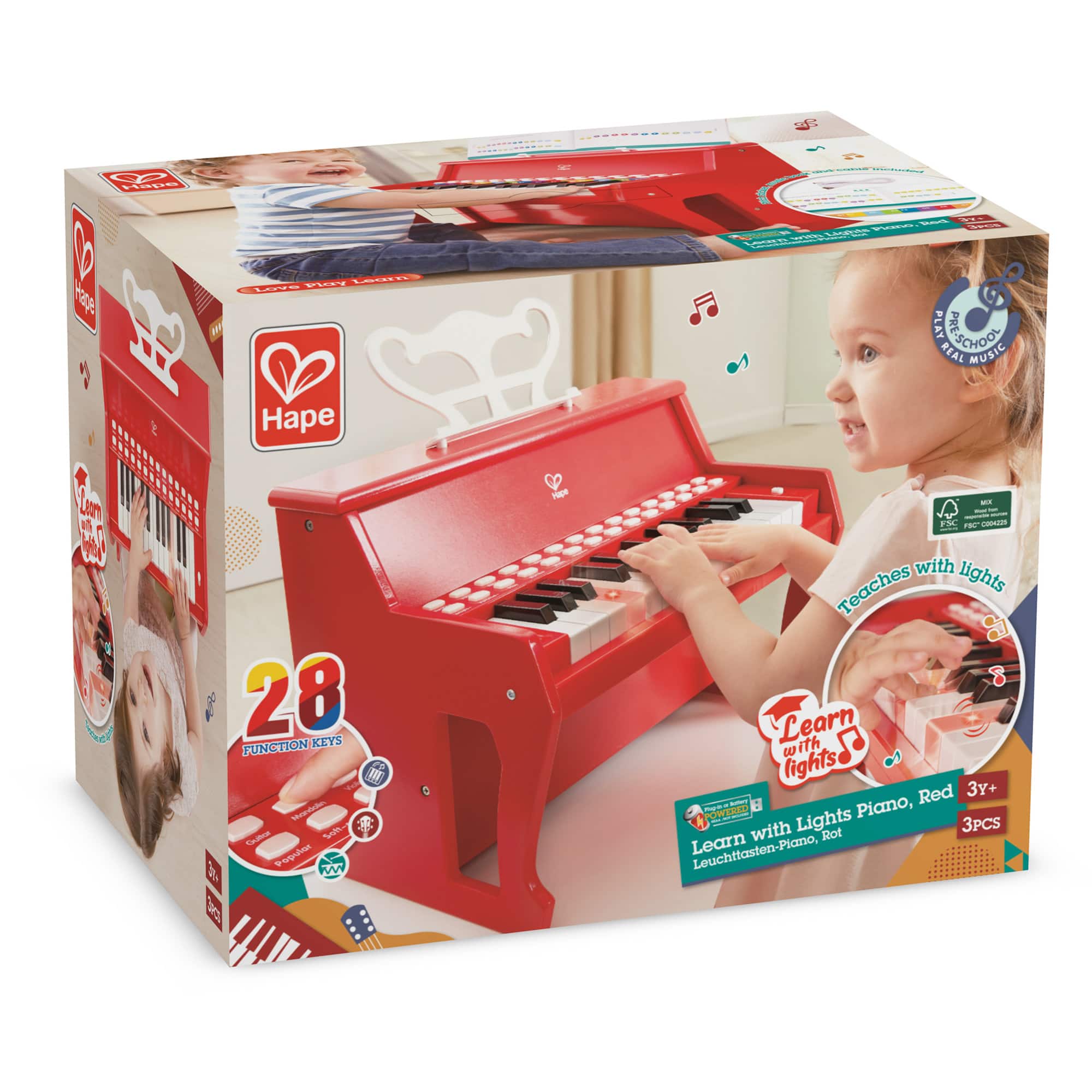 Hape Learn With Lights Red Electronic Piano