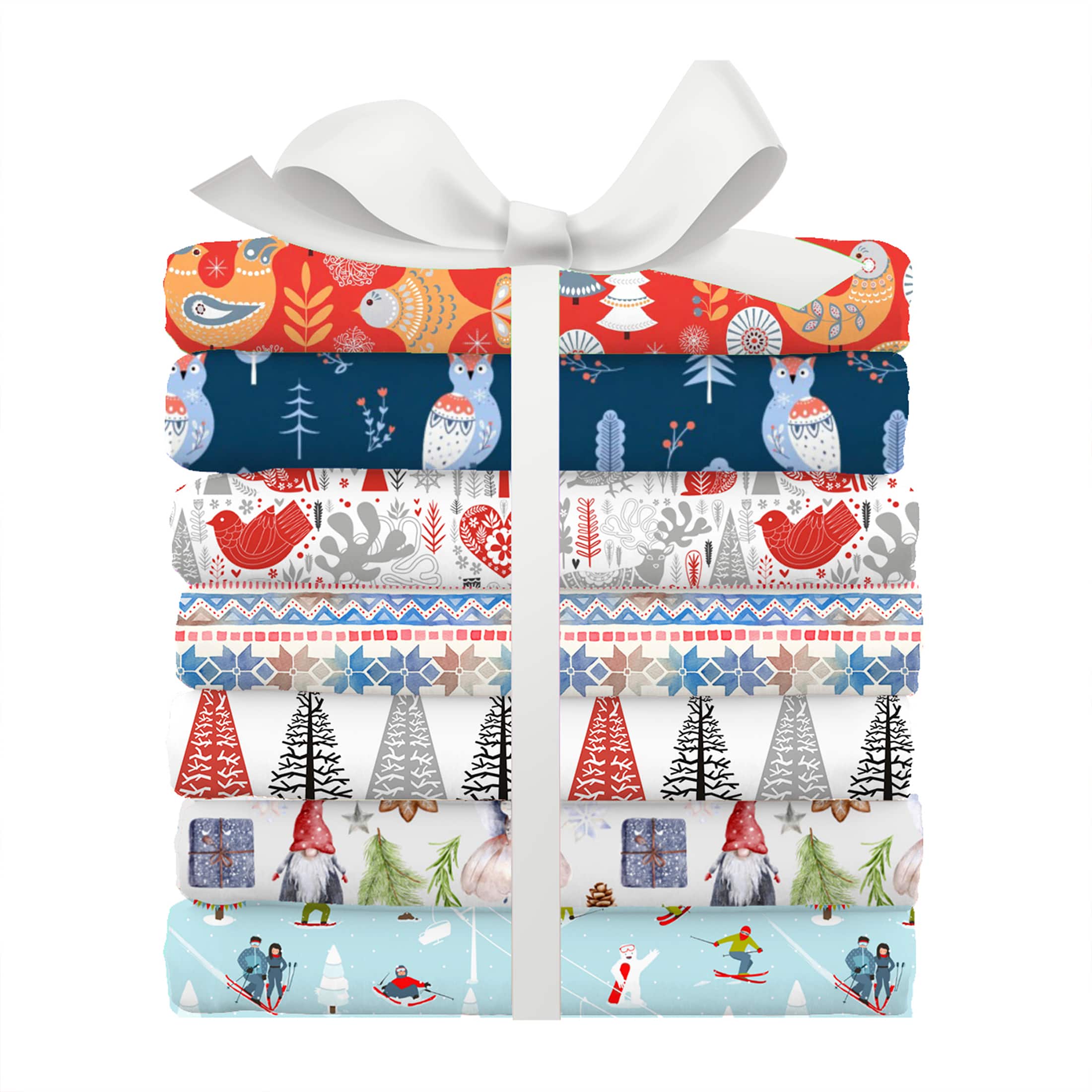 SINGER Scandinavian Christmas Print Ringspun Cotton Fabric Bundle