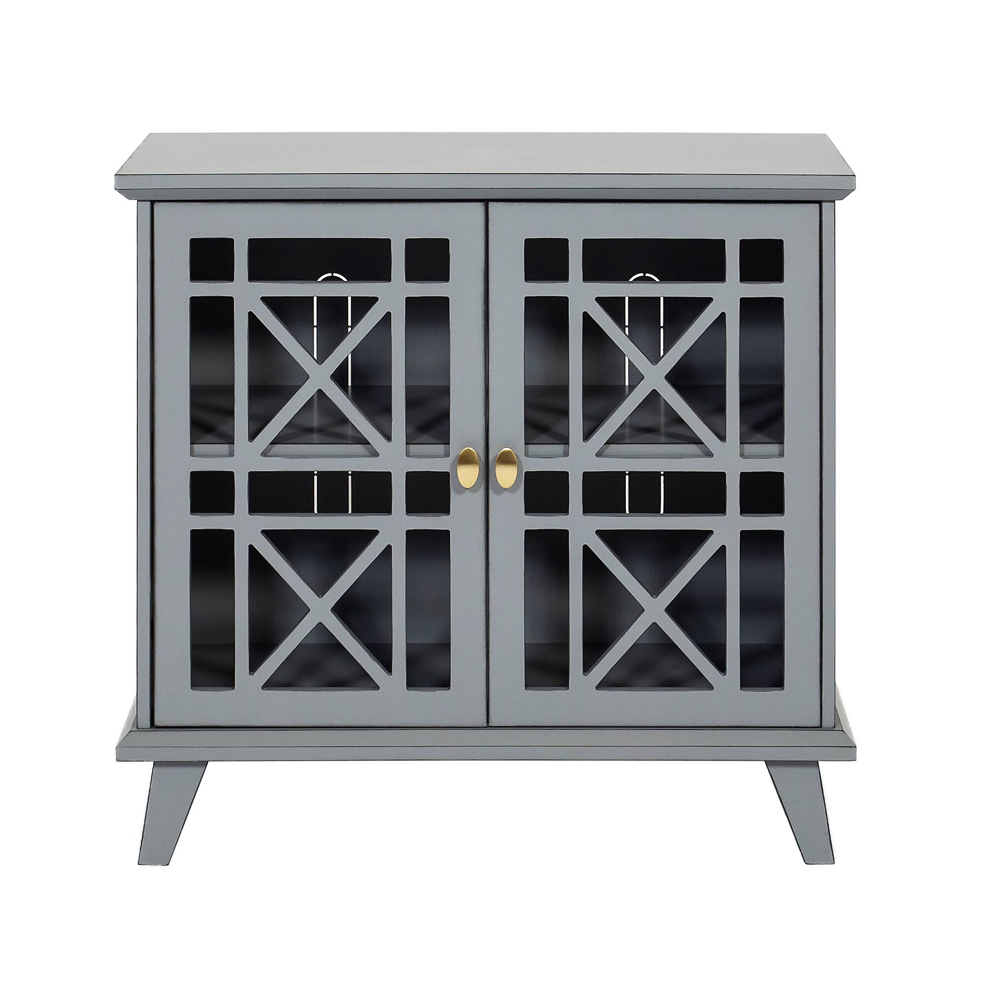 Walker Edison 32" Gray Fretwork Accent Storage Cabinet