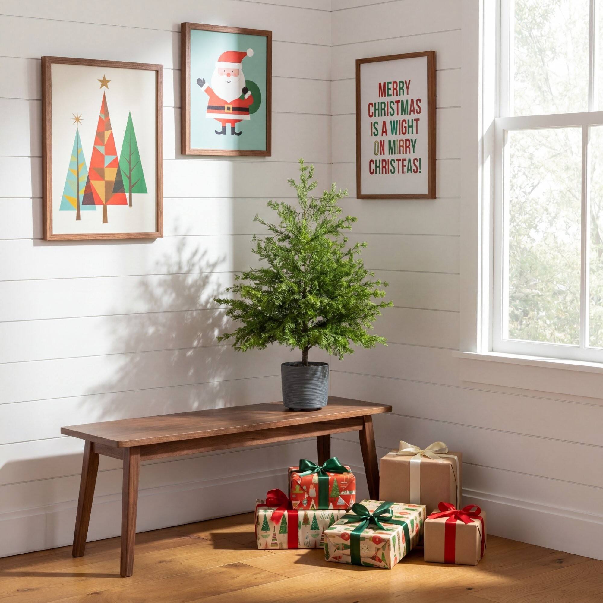 Nearly Natural 3ft. Unlit Real Touch Artificial Cedar Tree in Decorative Gray Planter