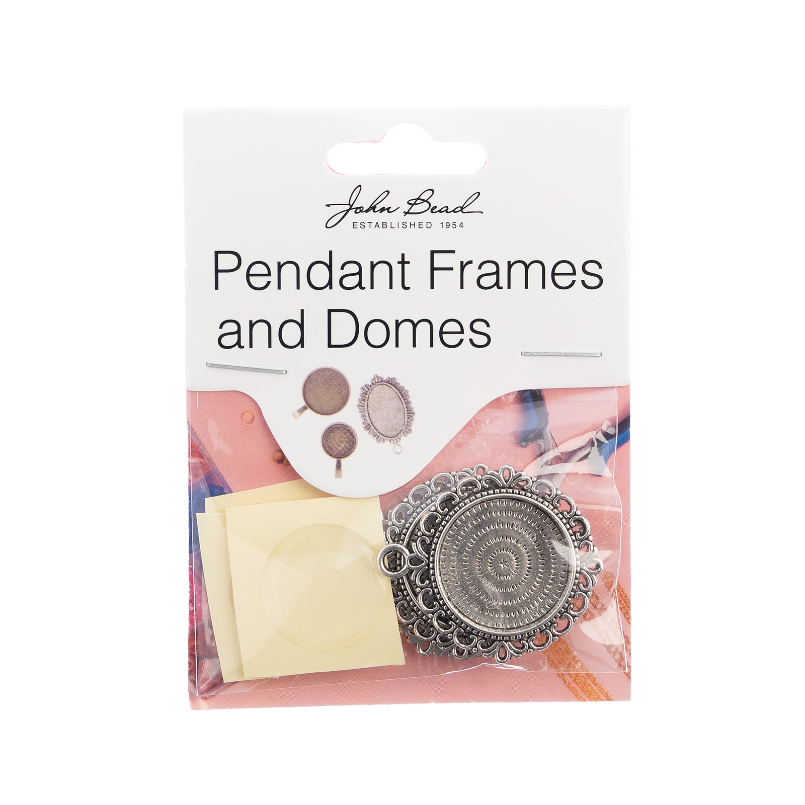 John Bead 27mm Antique Silver Round Pendant Frames, 3ct.