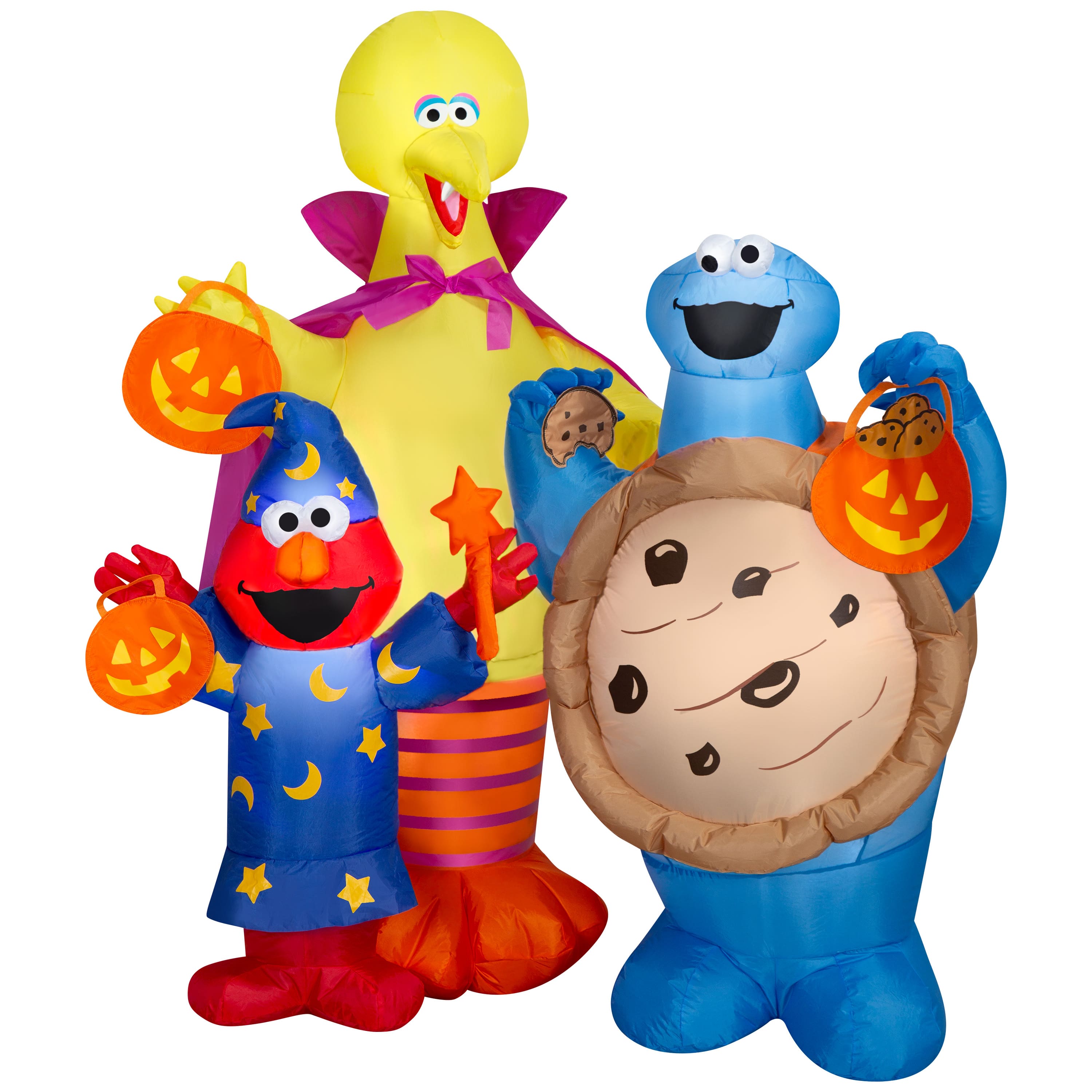 5ft. Ariblown® Inflatable Sesame Street Halloween Scene with Elmo, Big Bird & Cookie Monster Lighted Décor