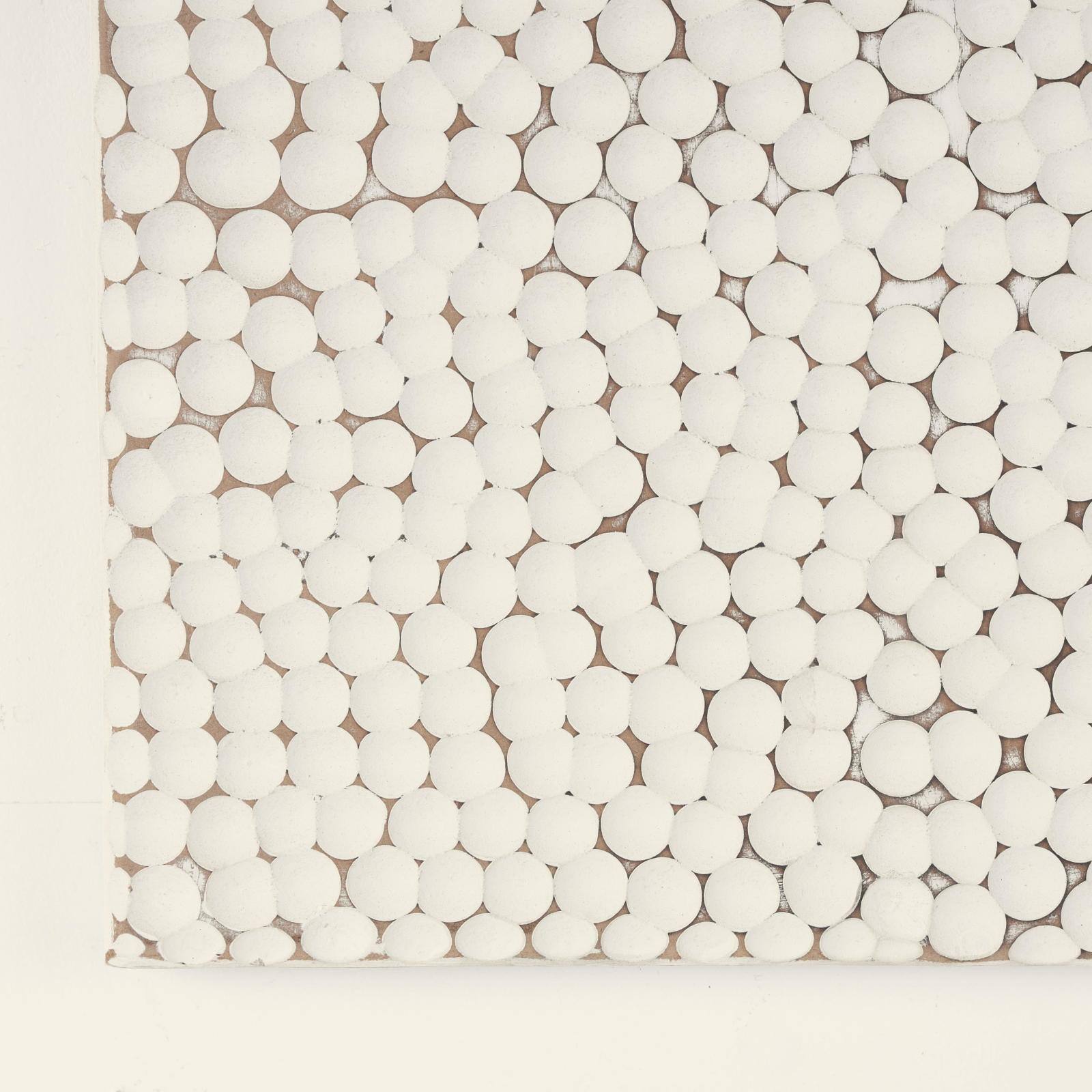 48" x 16" White Geometric Handmade Abstract Spotted Panel Wall Décor