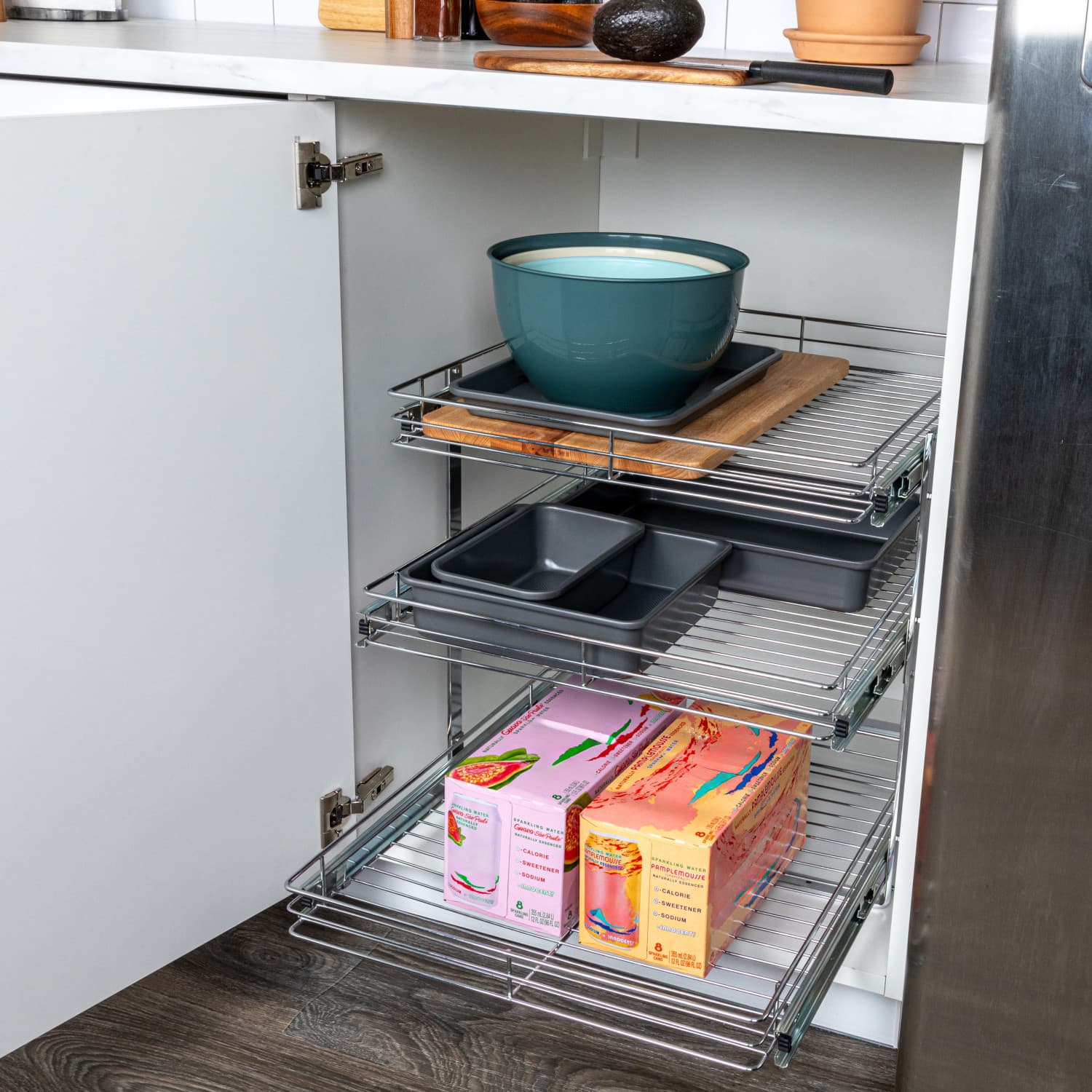 Household Essentials Glidez Chrome-Plated Steel Triple-Sliding Storage Organizer