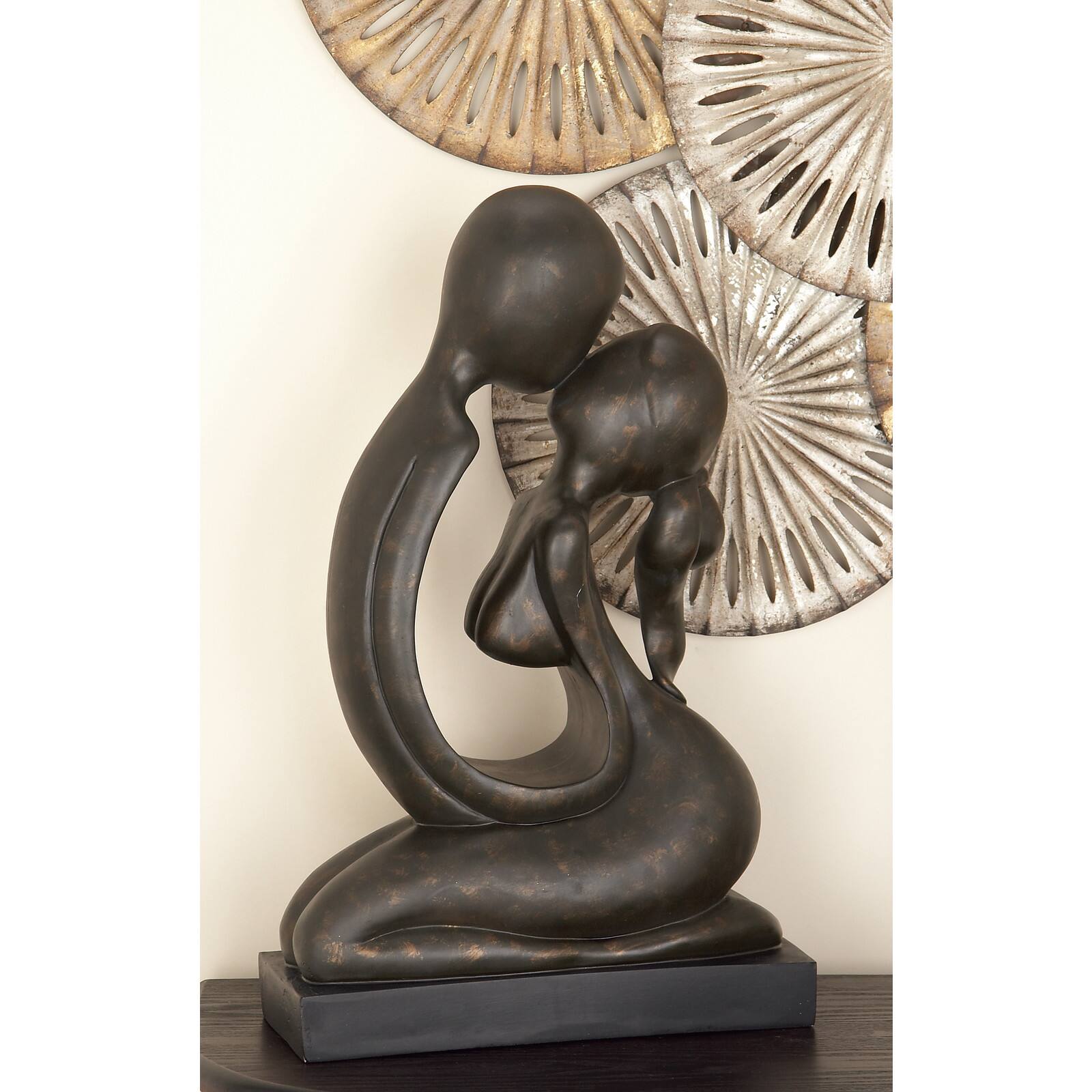 23" Brown Polystone Traditional Couple Sculpture