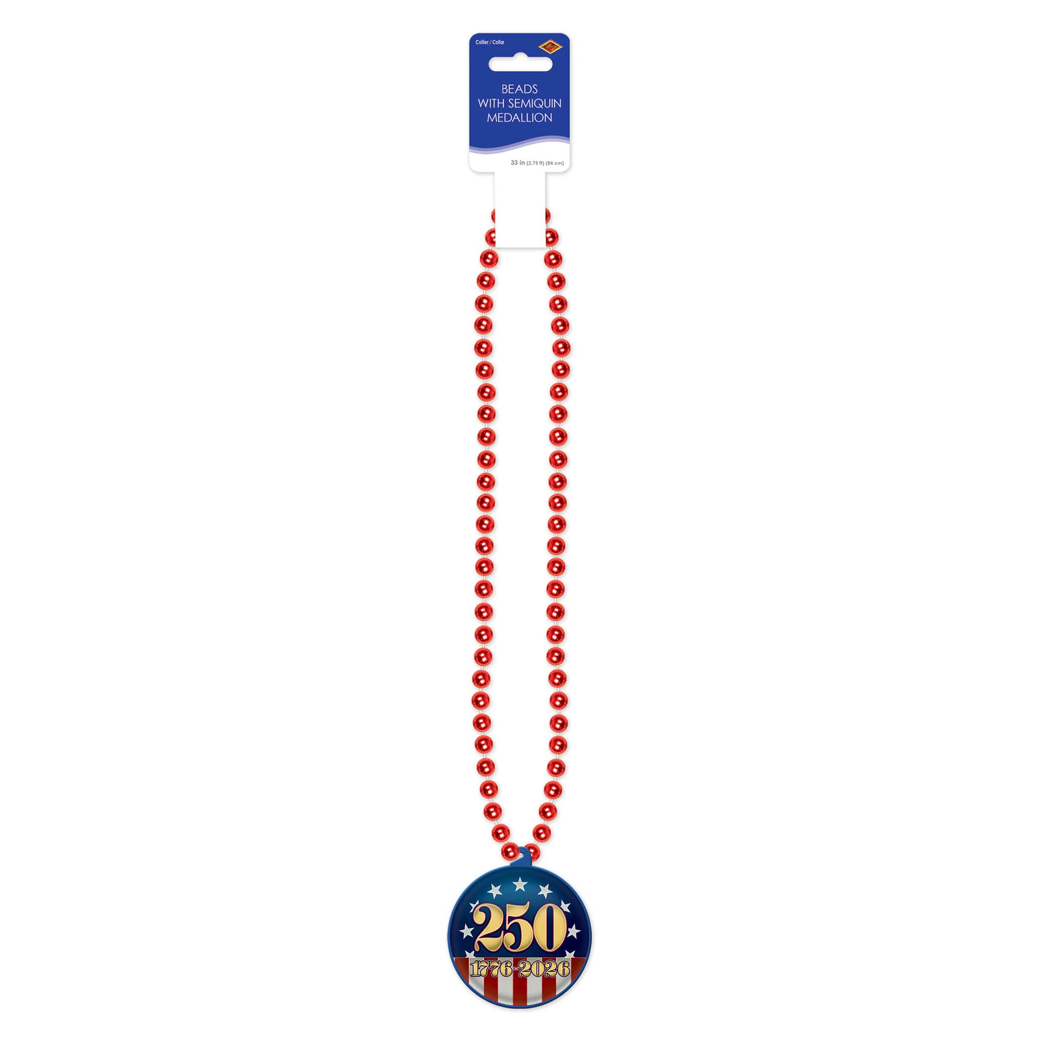 Beistle 33" Beads with Semiquincentennial Medallion, 3ct.