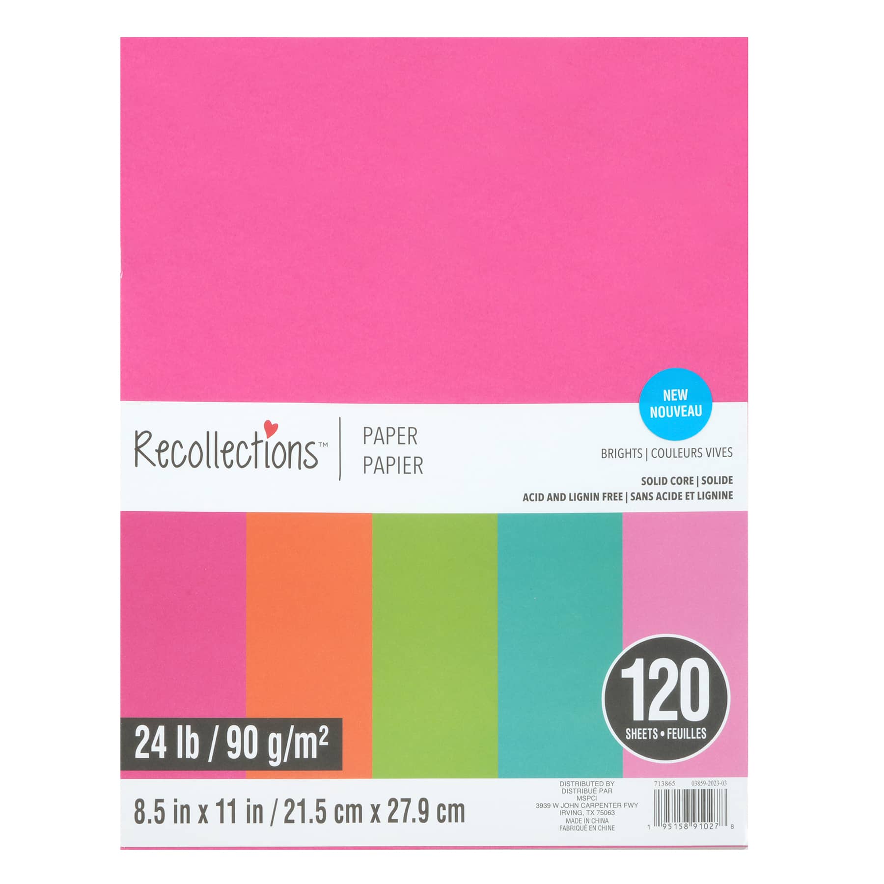 8.5" x 11" Mixed 24lb. Solid Core Paper Pack by Recollections™, 120 Sheets