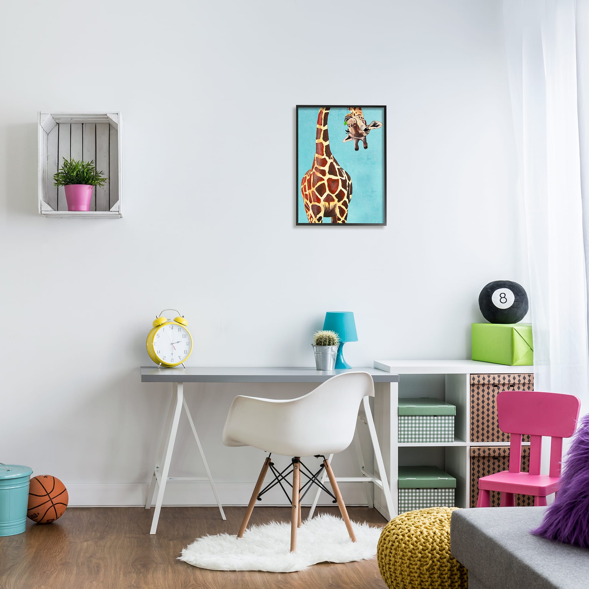 Stupell Industries Curious Giraffe Chewing Leaves in Black Frame Wall Art