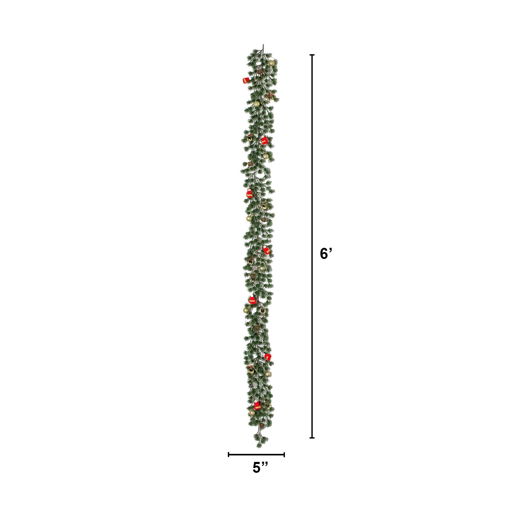 Nearly Natural 6ft. Pre-Lit LED & Ornaments Artificial Christmas Garland