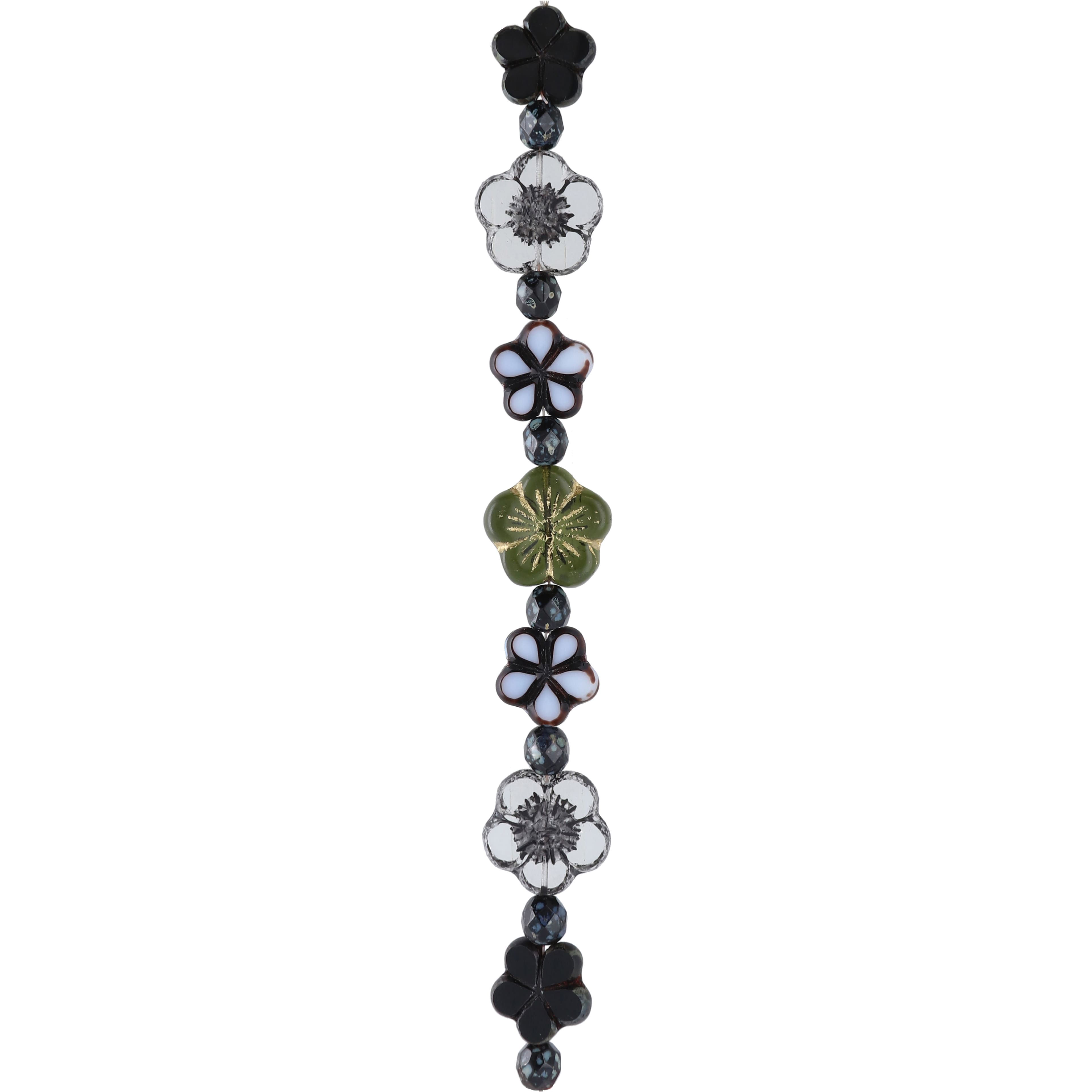 6 Pack: Black Tea Czech Glass Flower Bead Mix by Bead Landing™