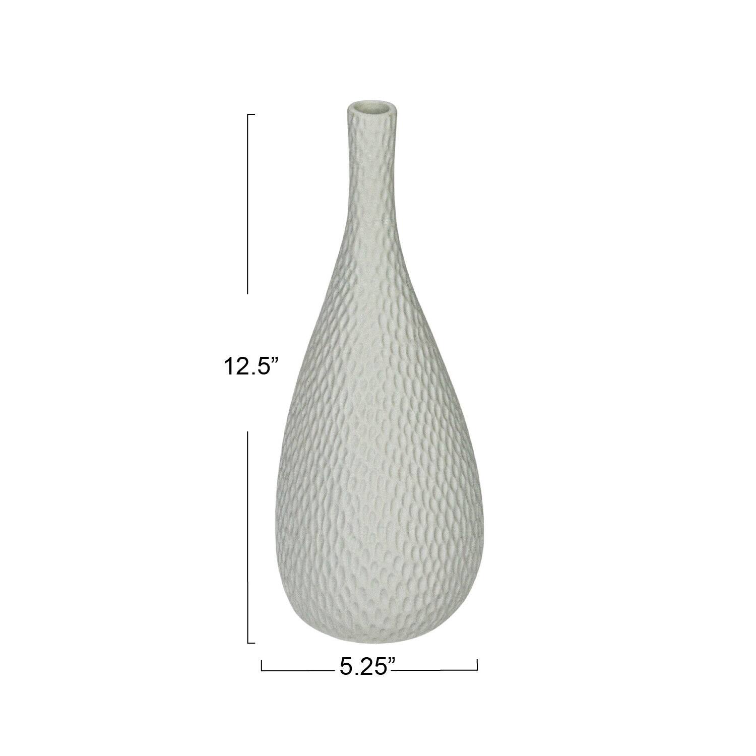 Hello Honey® 12.5" White Debossed Stoneware Bisque Table Lamp with Inline Switch