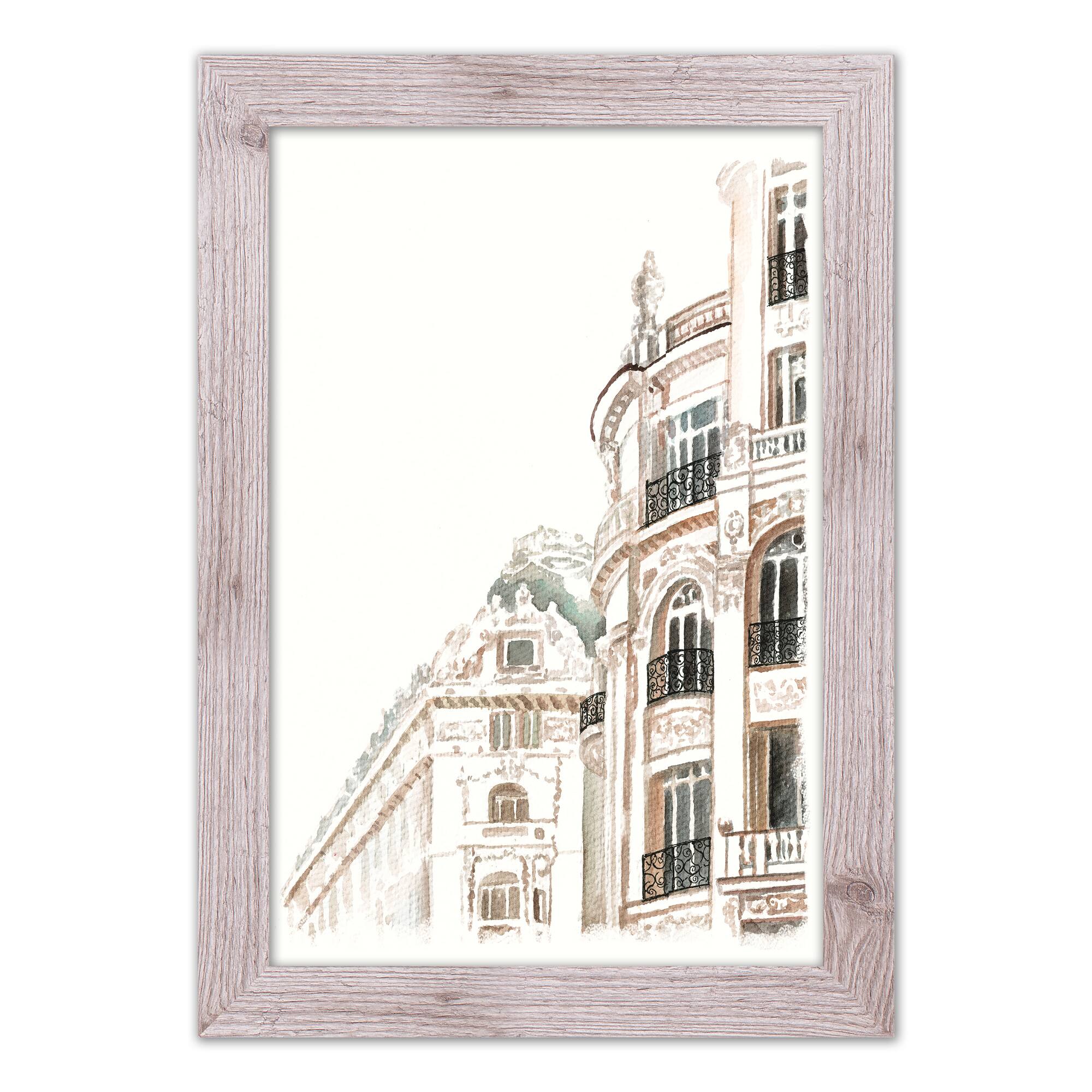 Watercolor Buildings 16" x 24" Western White Framed Print