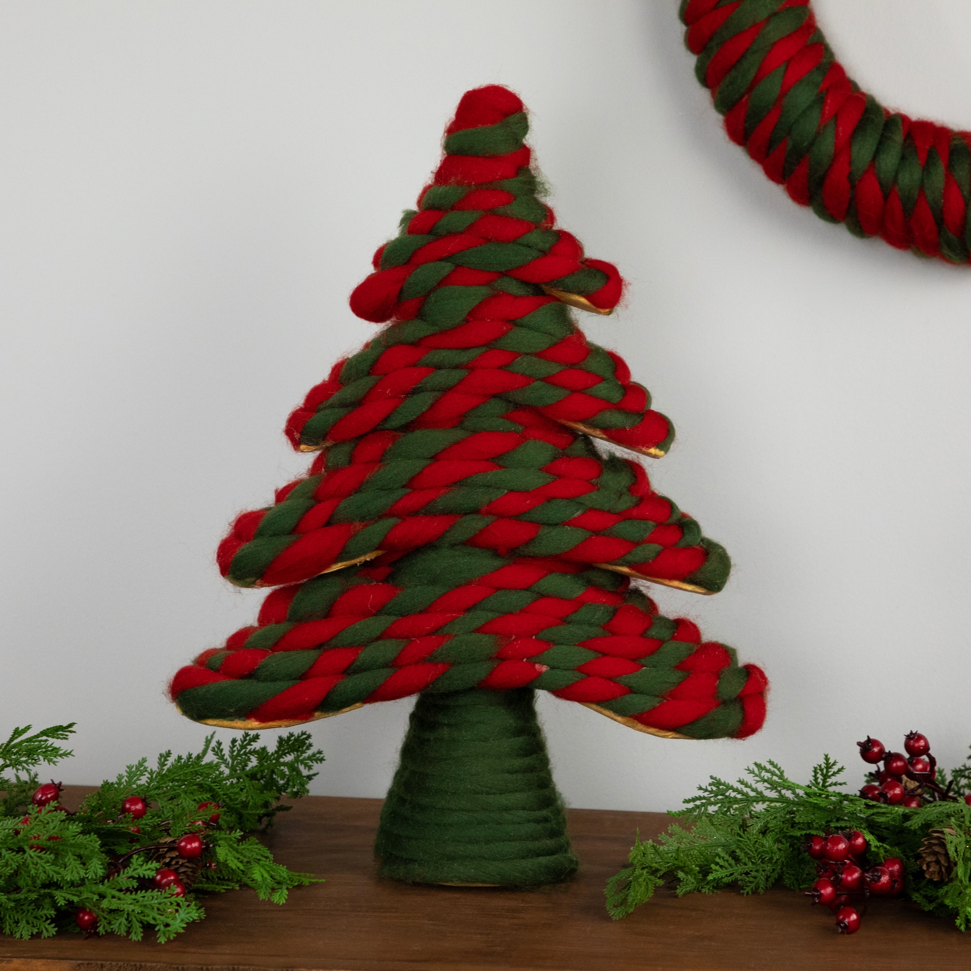 15.25" Twisted Yarn Plush Decoration Christmas Tree