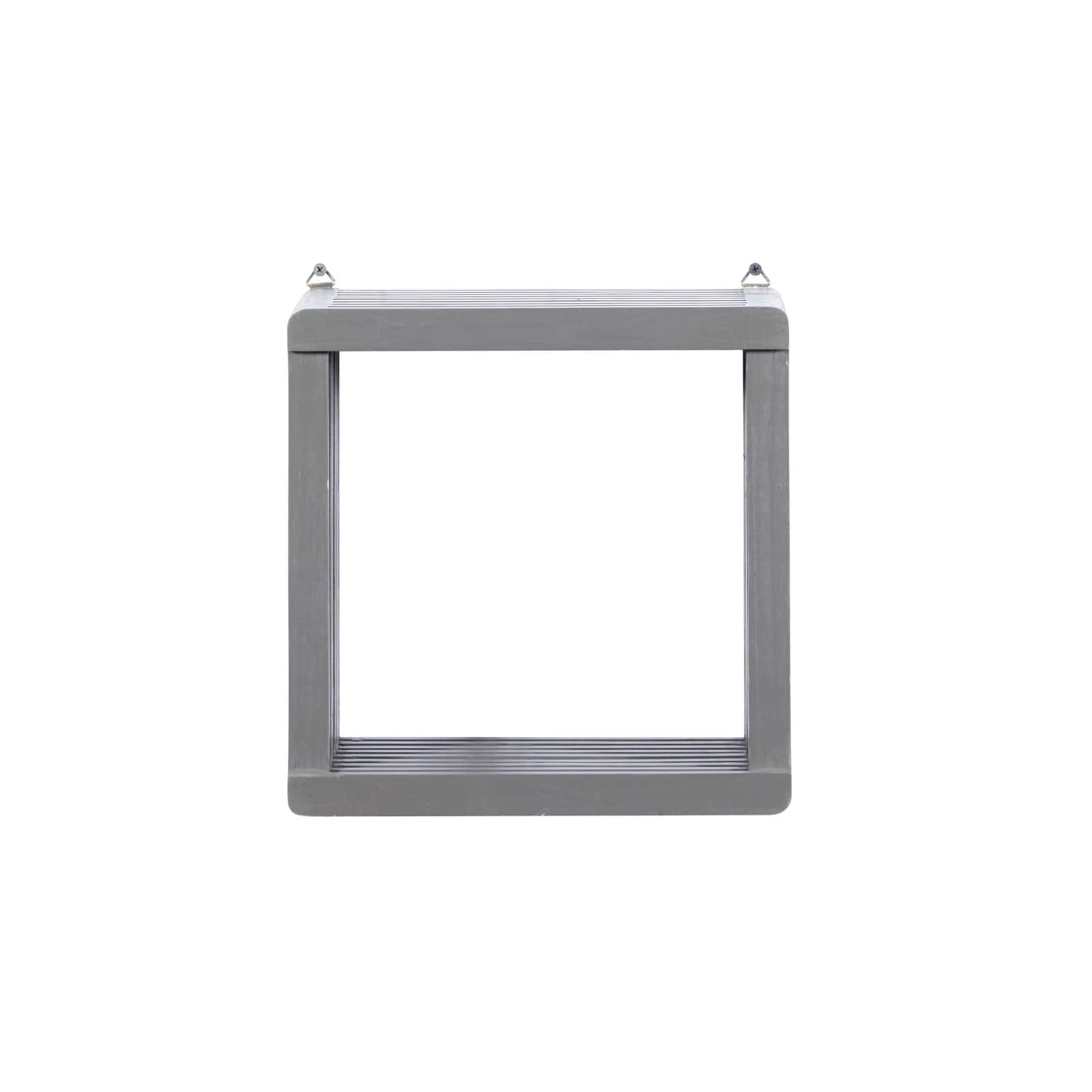 Gray Wood Contemporary Wall Shelf, 12" x 12" x 7"