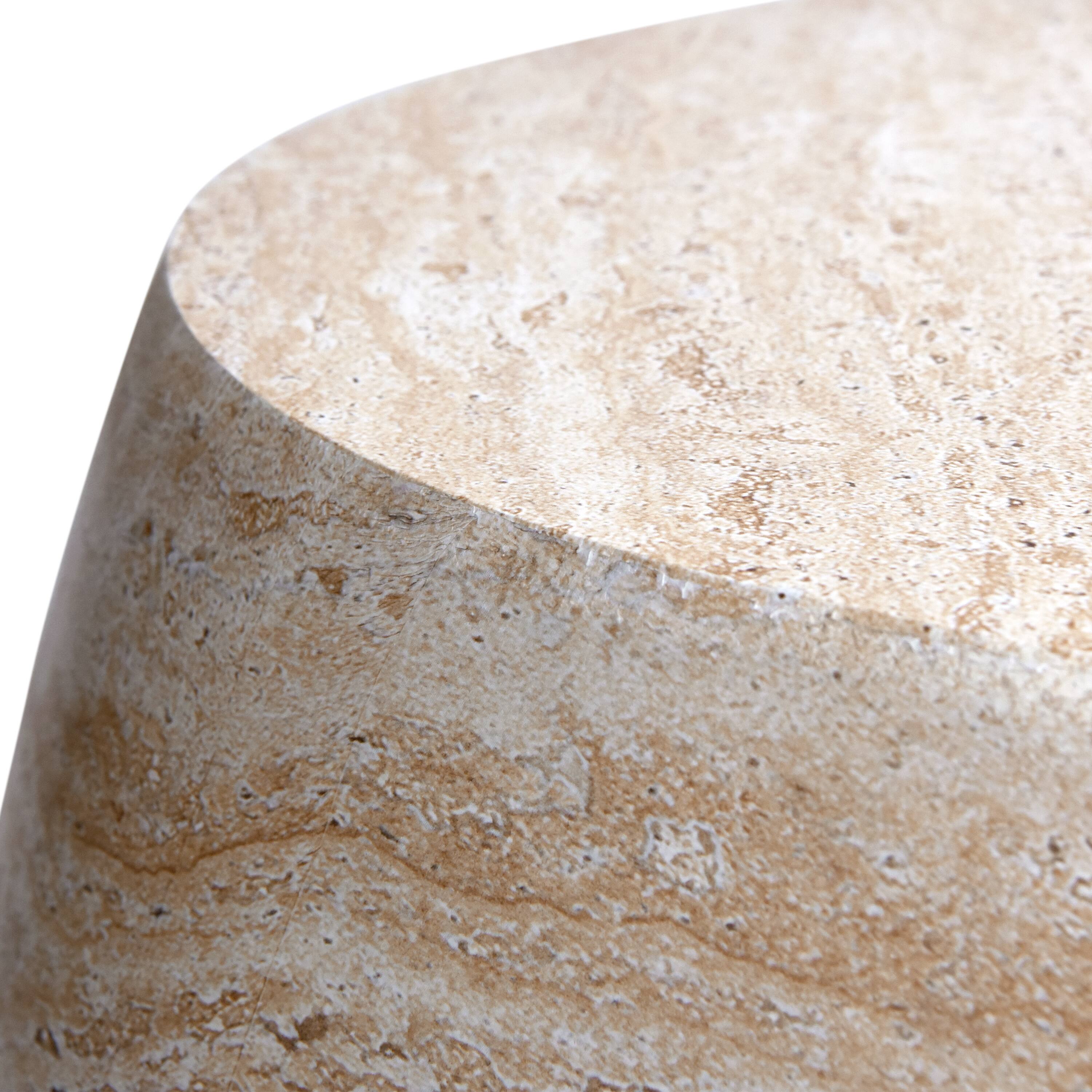 Empire Art Direct 25" Oval Travertine Stone Finish MGO Side Accent Table