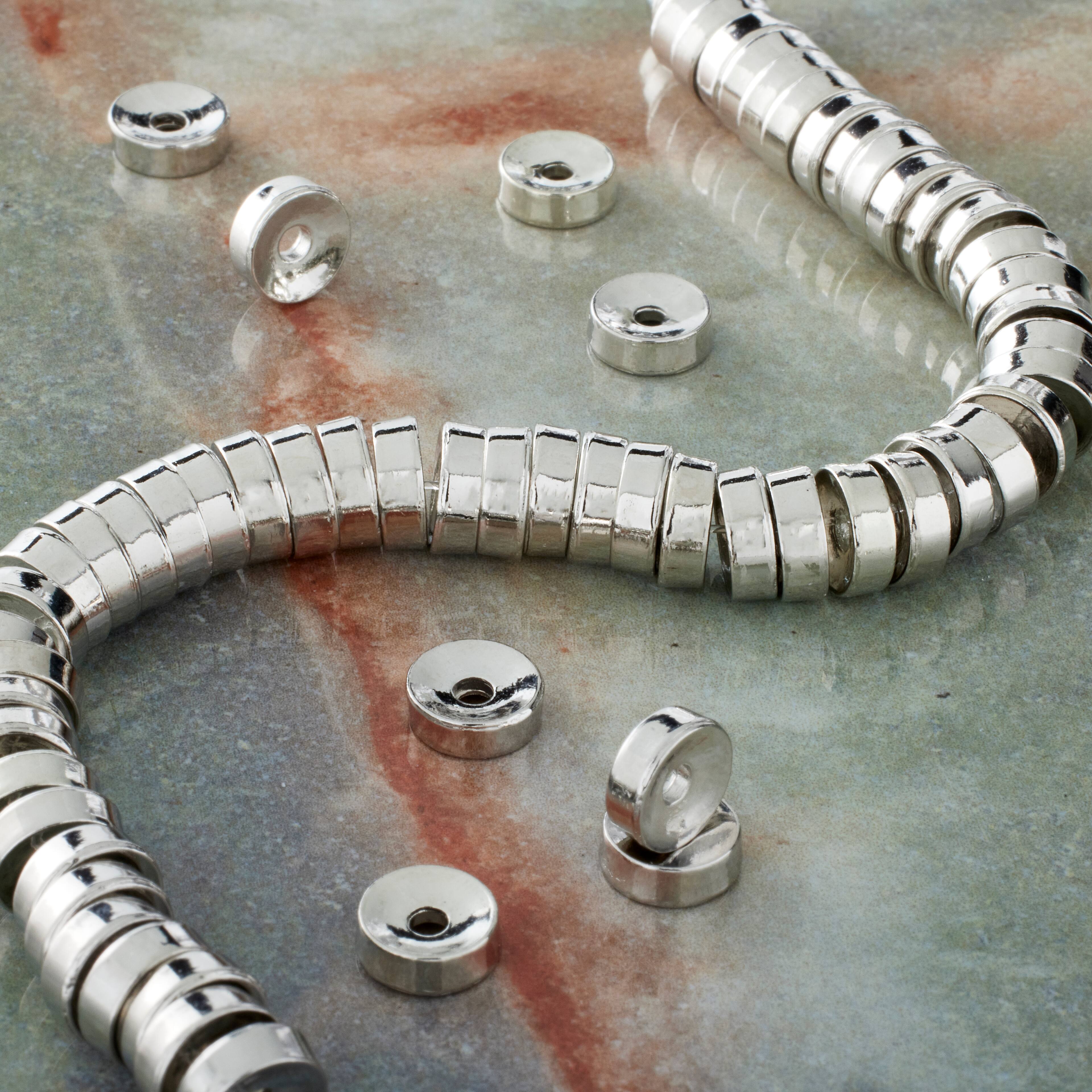 Rhodium Metal Disc Beads by Bead Landing™