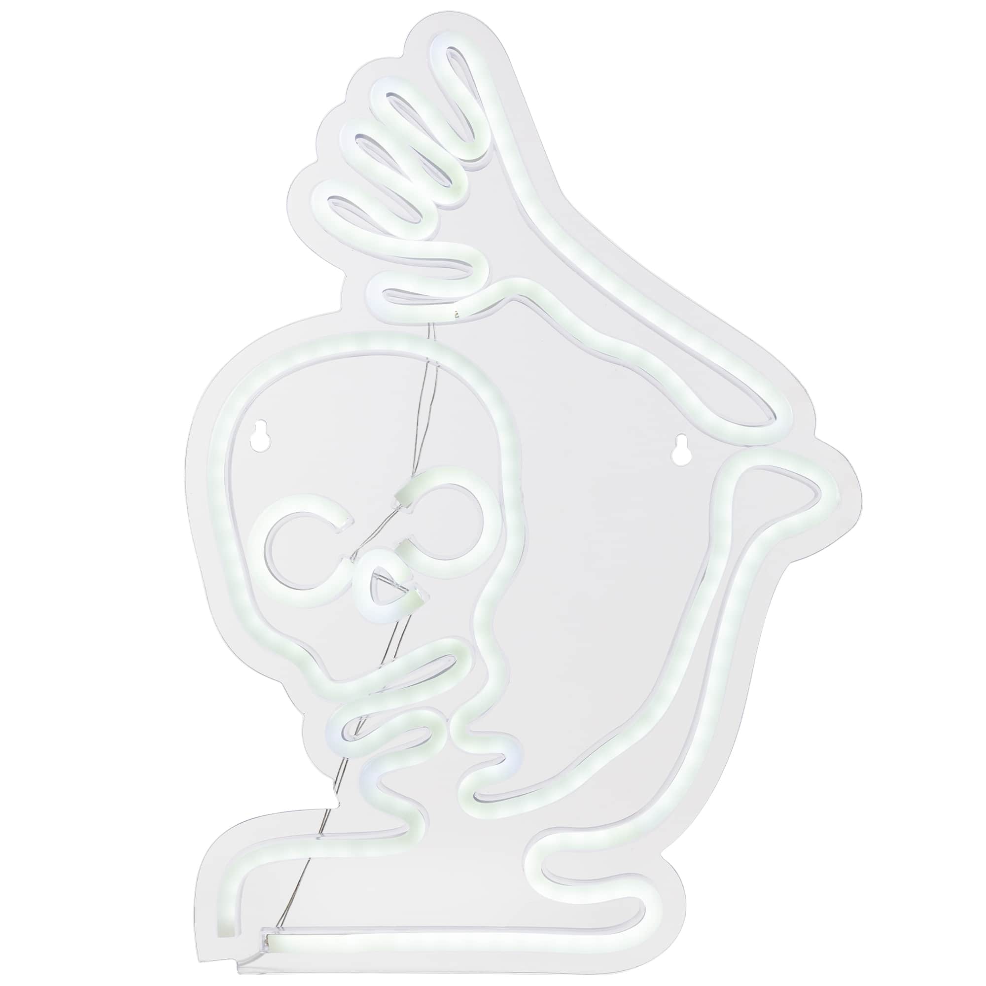 15" White LED Neon Style Skeleton Halloween Window Silhouette